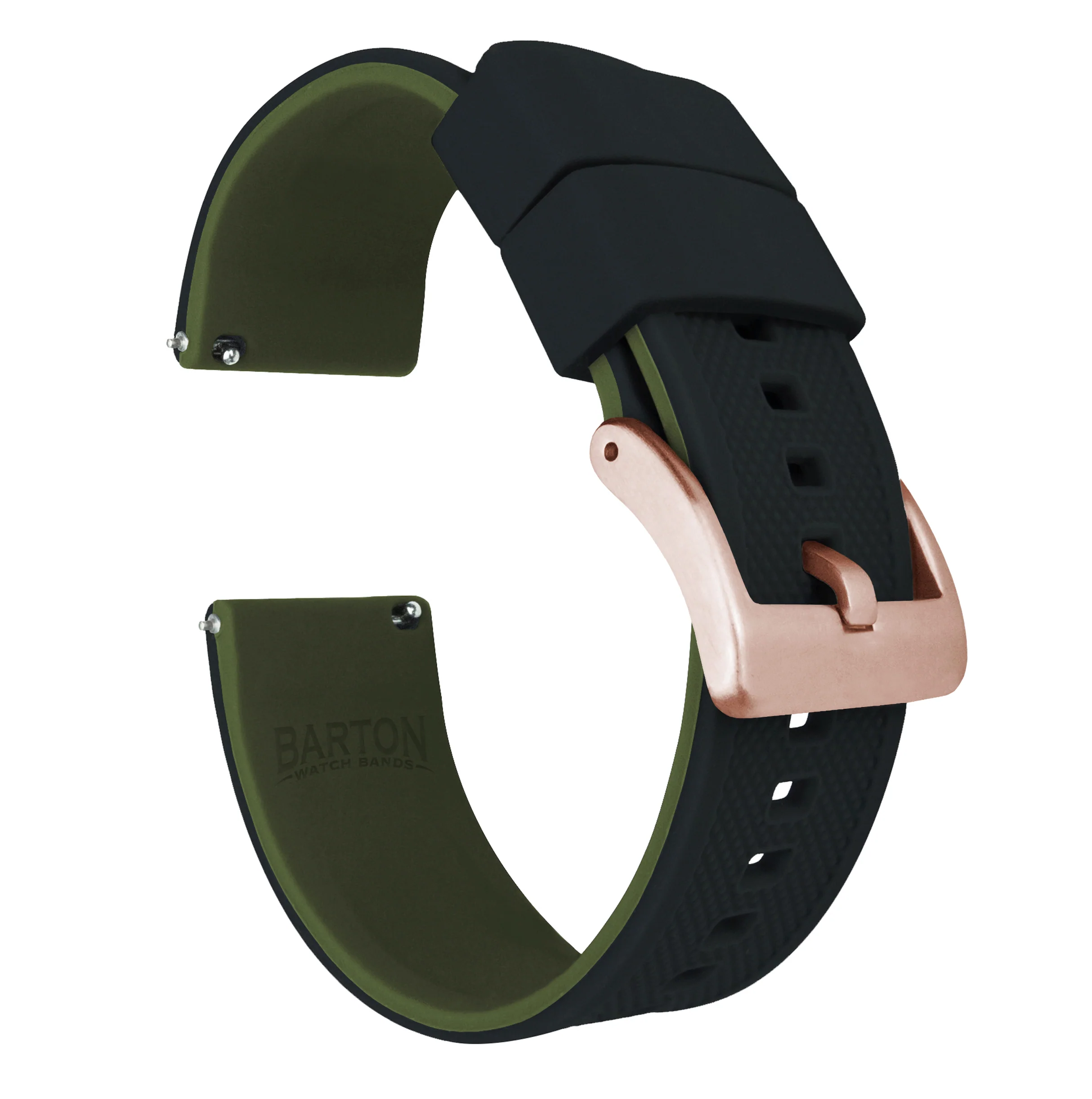 Samsung Galaxy Watch4 Elite Silicone Black Top Army Green Bottom Watch Band - Image 3