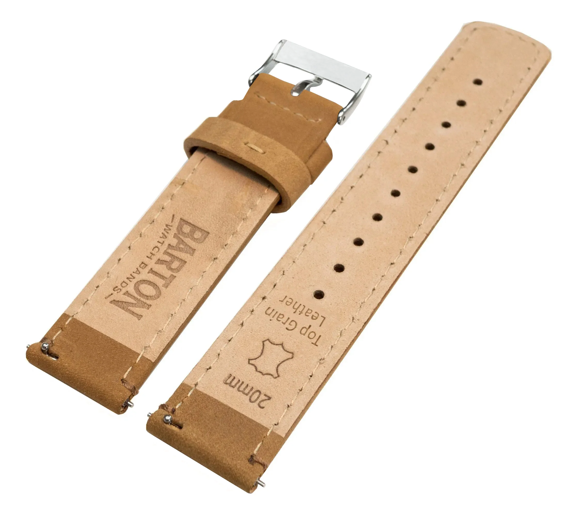 Samsung Galaxy Watch4 Gingerbread Brown Leather Stitching Watch Band - Image 5