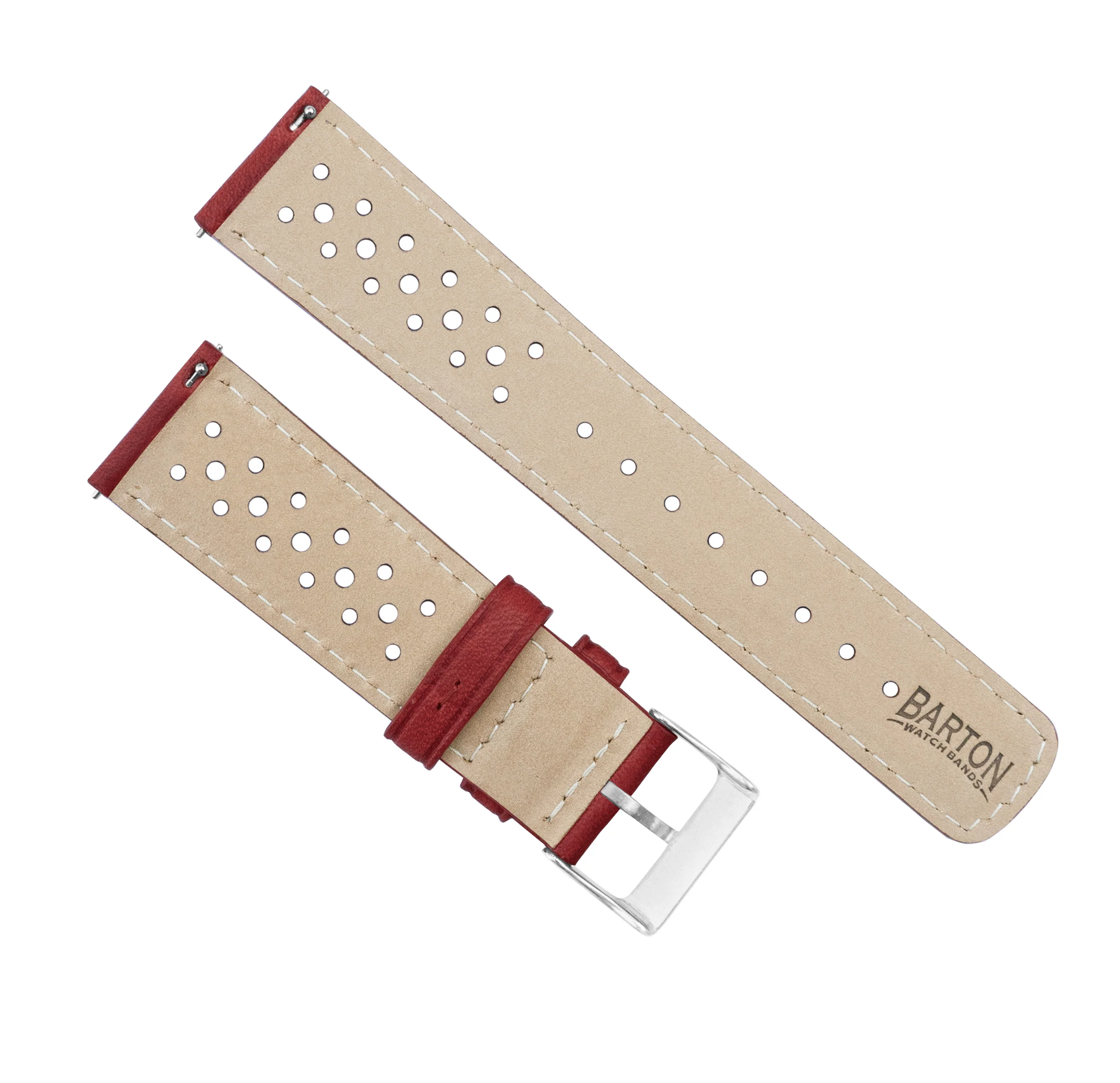Samsung Galaxy Watch4 Racing Horween Leather Crimson Red Watch Band - Image 3