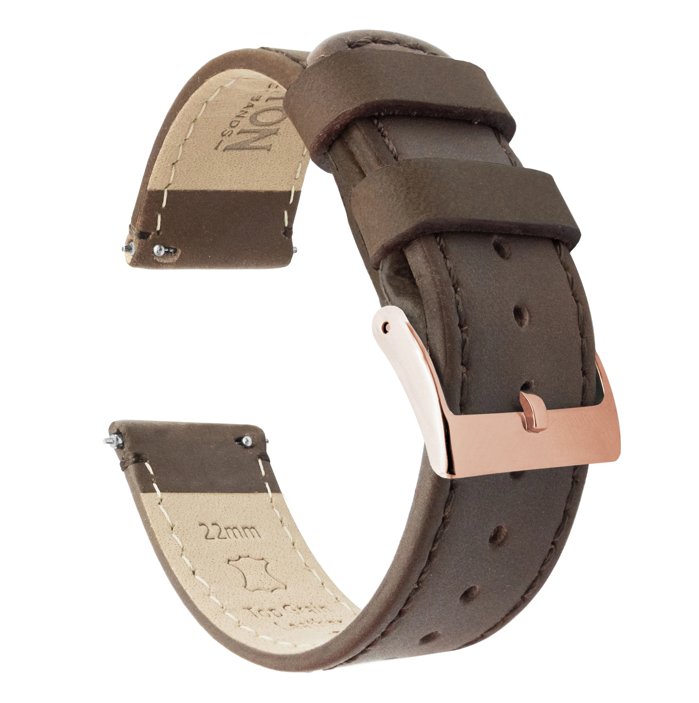 Samsung Galaxy Watch4 Saddle Brown Leather Stitching Watch Band - Image 3