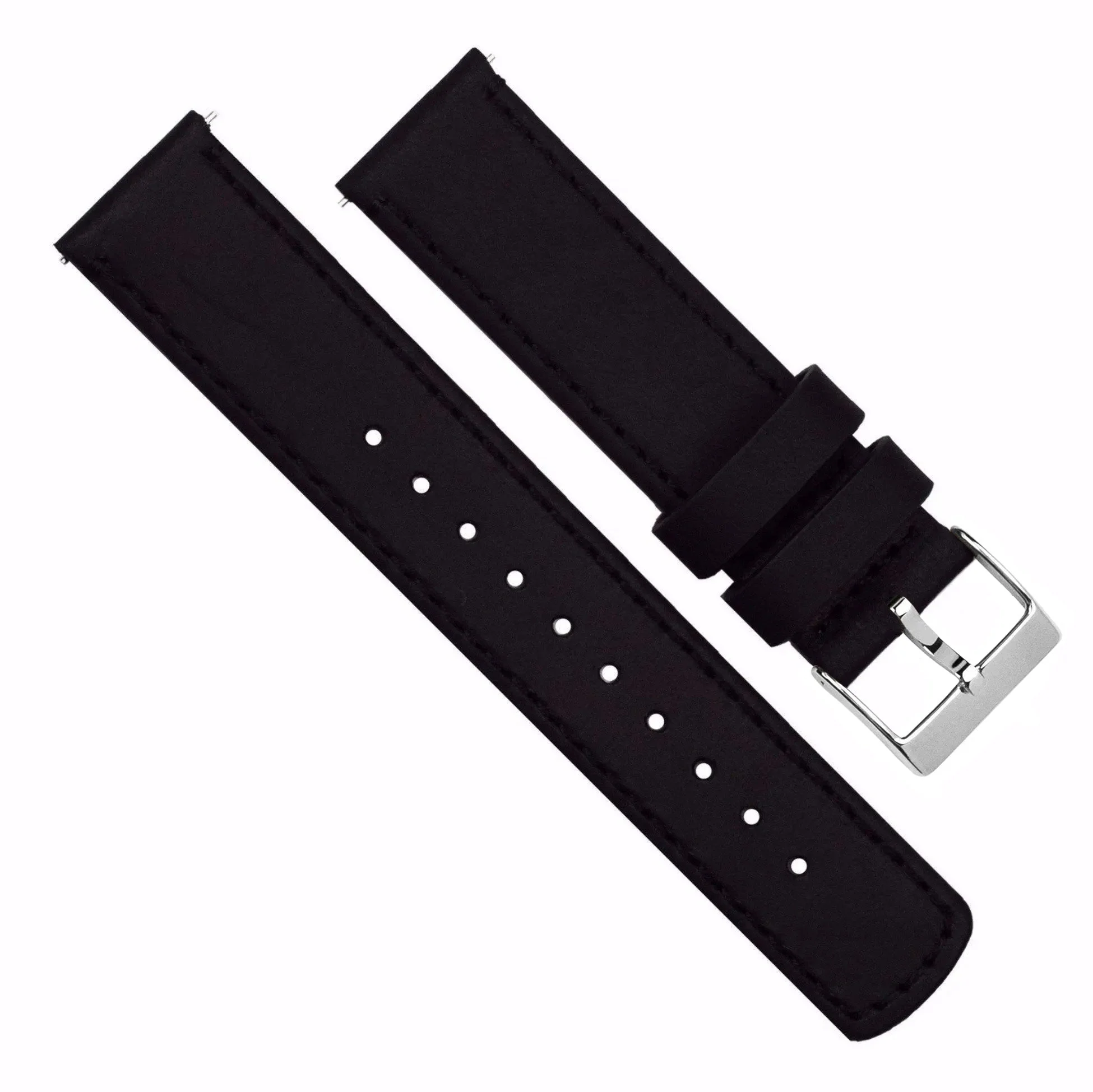 Samsung Galaxy Watch5 Black Leather Stitching Watch Band - Image 4