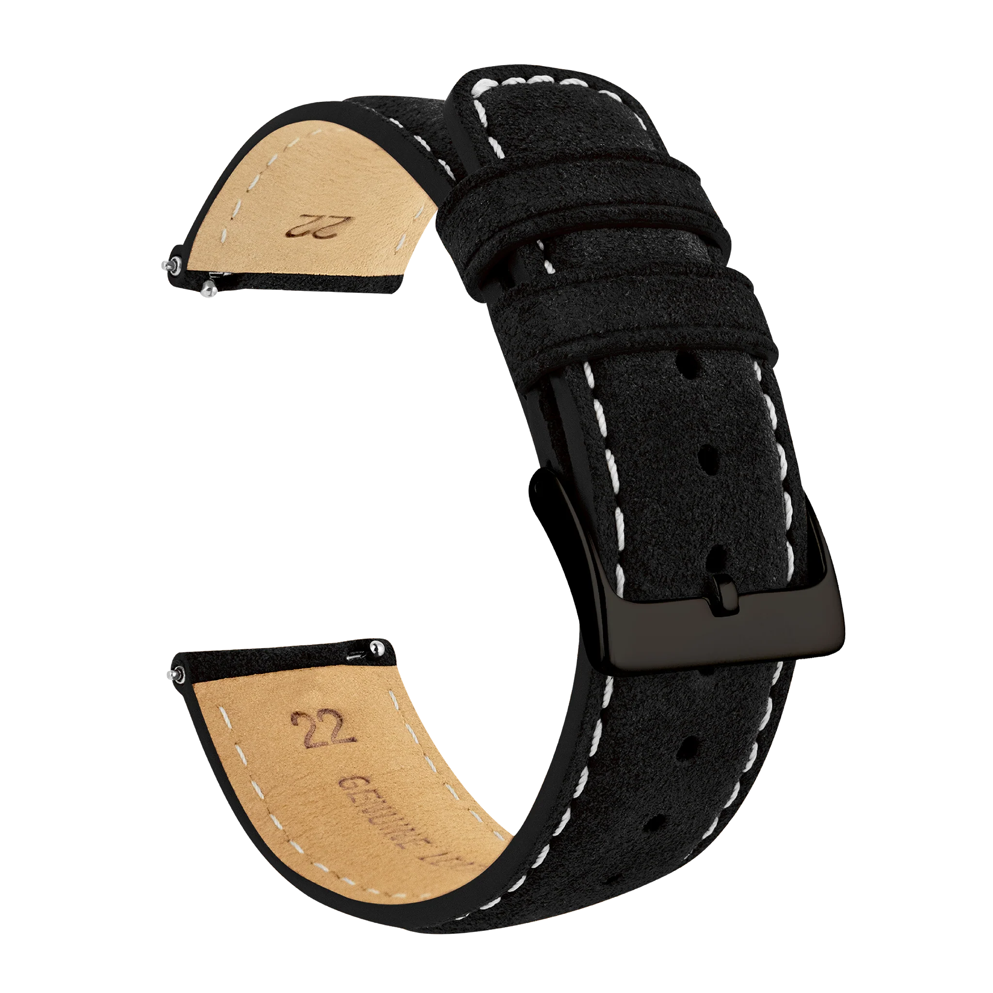 Samsung Galaxy Watch5 Black Suede Beige Stitching Watch Band - Image 2
