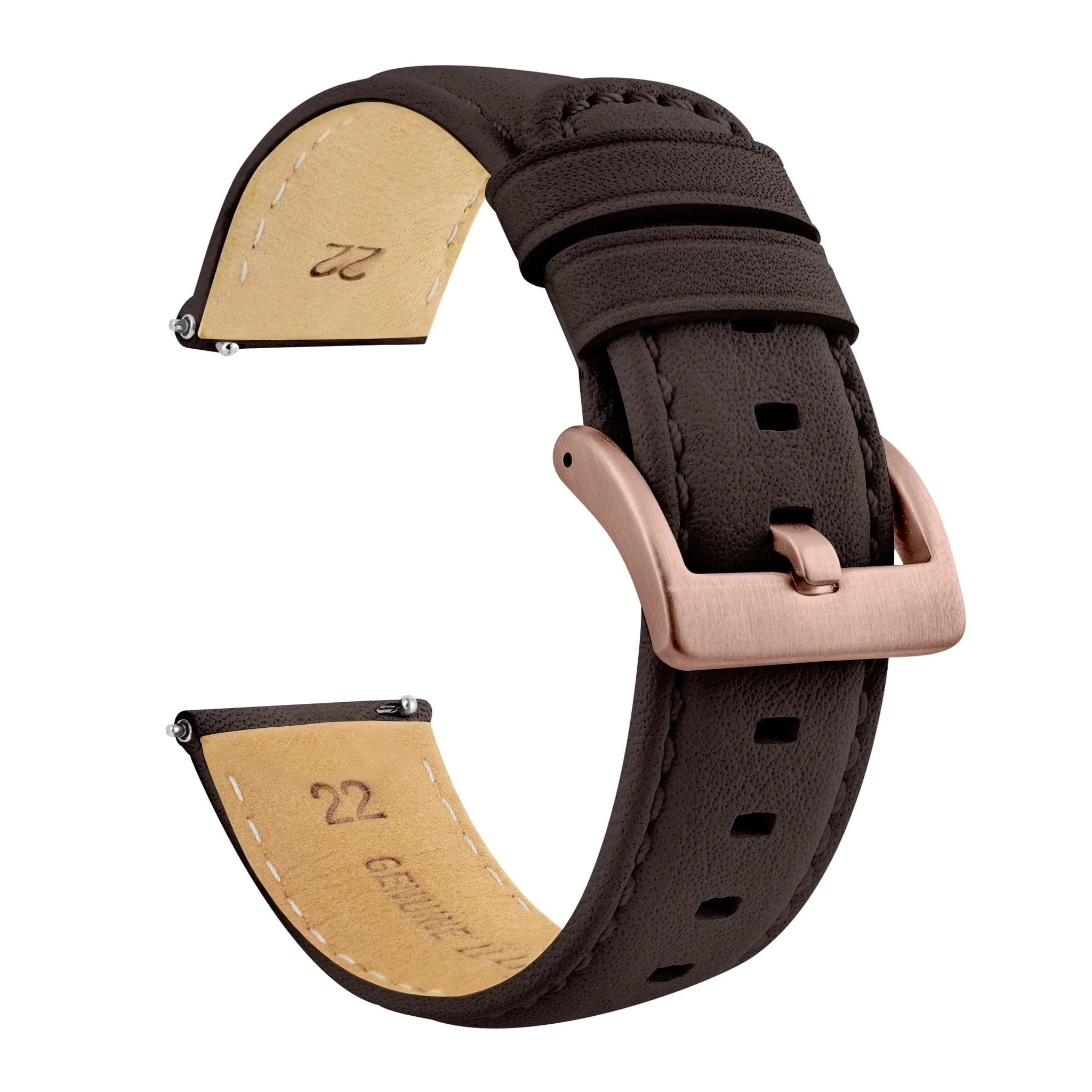 Samsung Galaxy Watch5 Dark Brown Pittards Performance Leather Brown Stitching Watch Band - Image 4