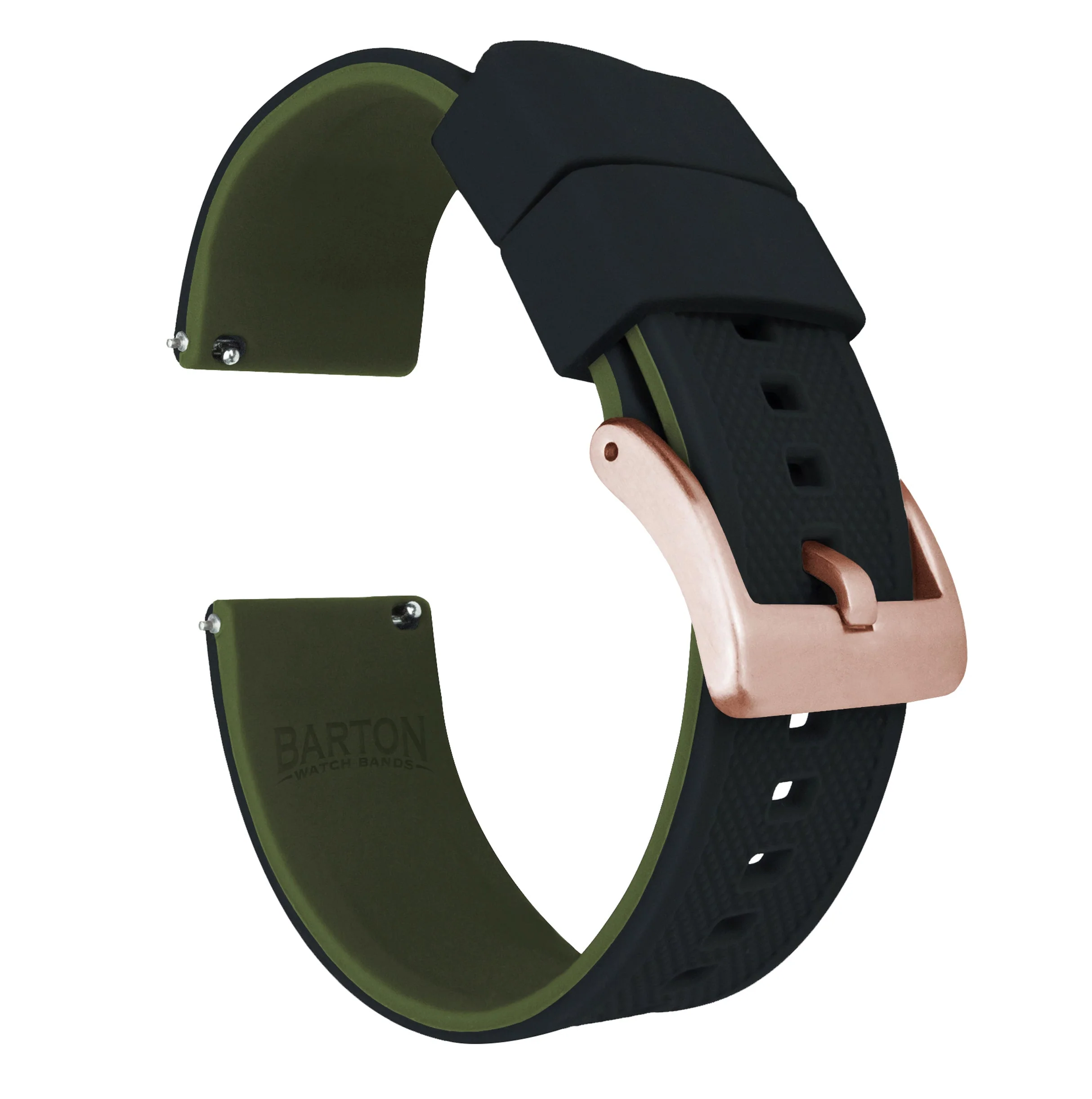 Samsung Galaxy Watch5 Elite Silicone Black Top Army Green Bottom Watch Band - Image 3