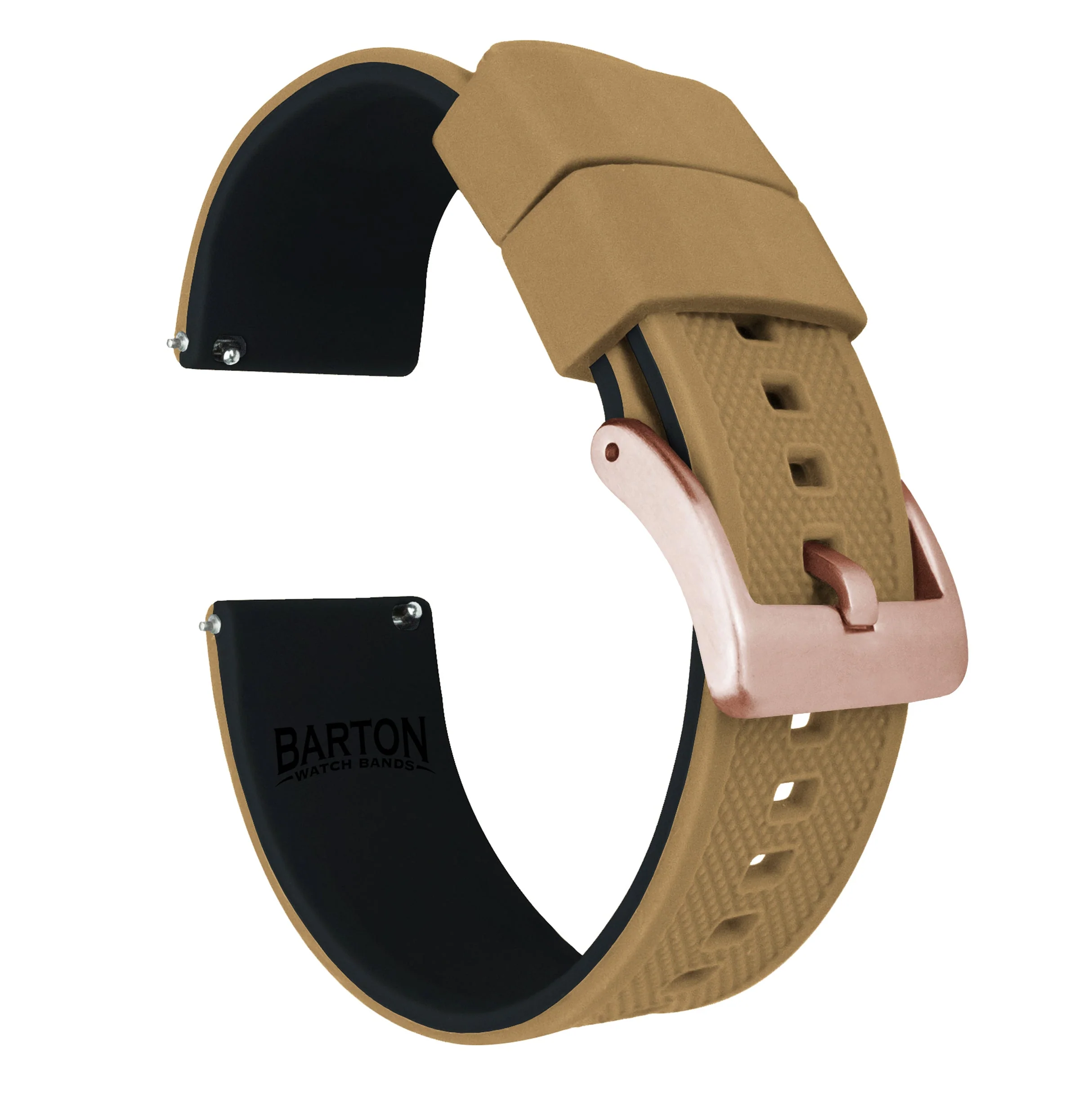 Samsung Galaxy Watch5 Elite Silicone Khaki Tan Top Black Bottom Watch Band - Image 3