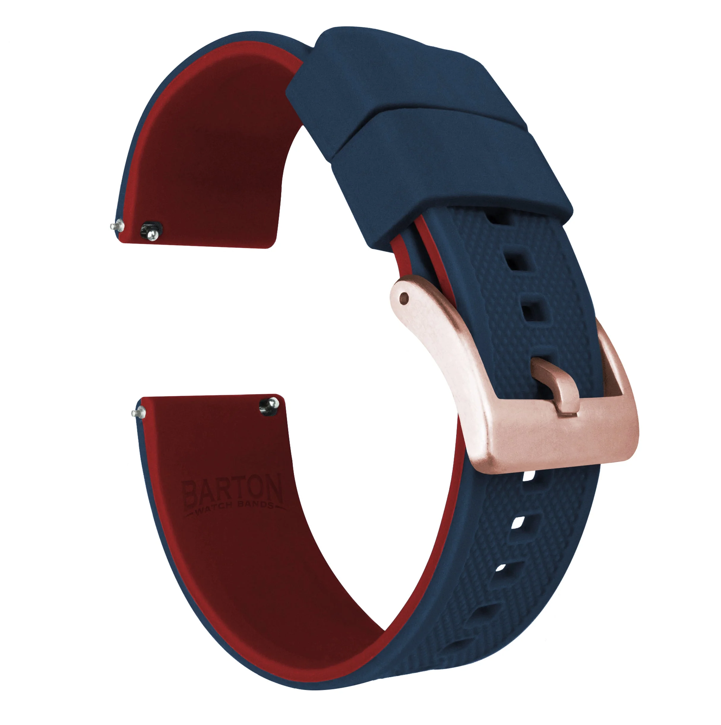 Samsung Galaxy Watch5 Elite Silicone Navy Blue Top Crimson Red Bottom Watch Band - Image 3