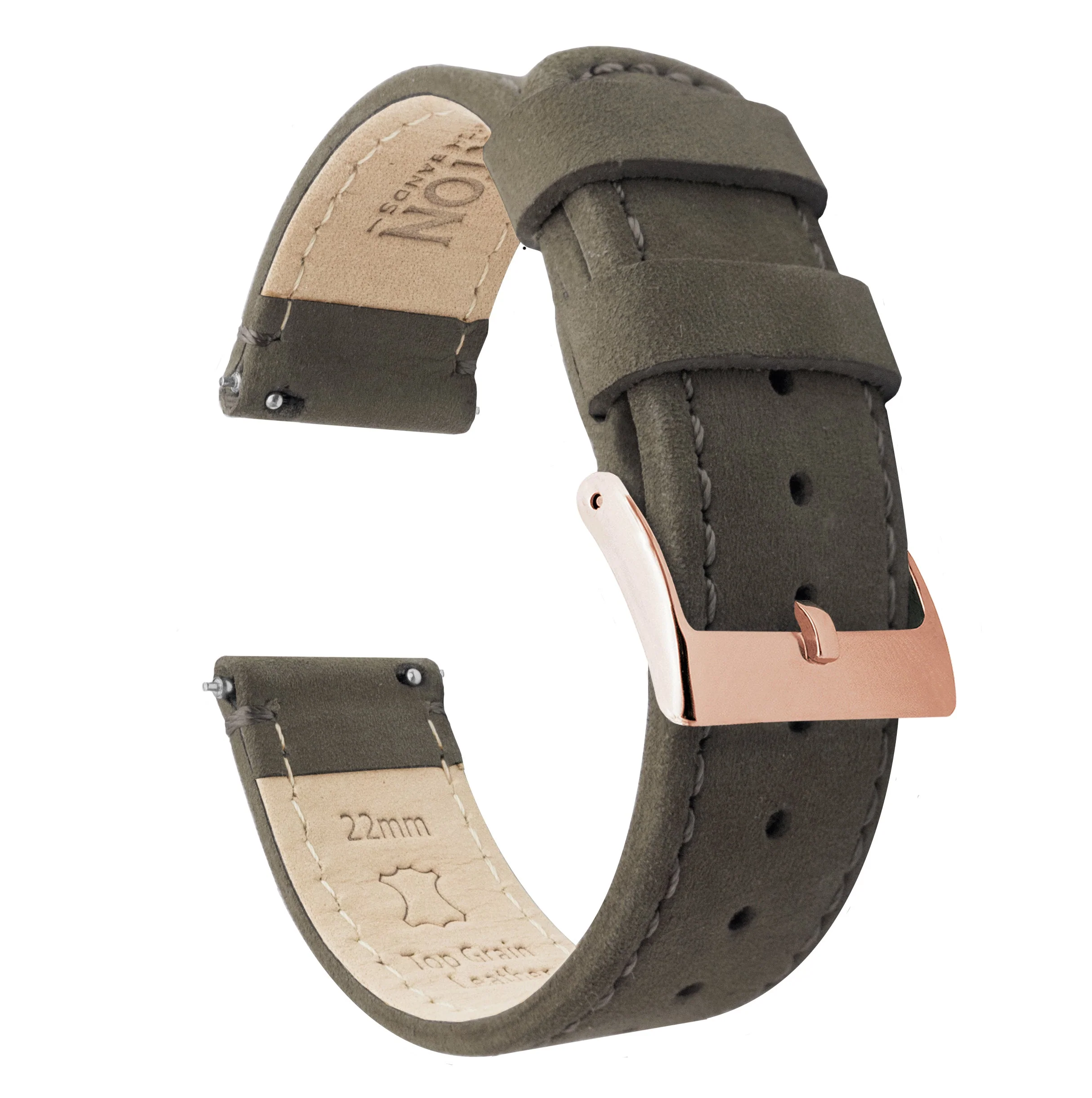 Samsung Galaxy Watch5 Espresso Brown Leather Stitching Watch Band - Image 3