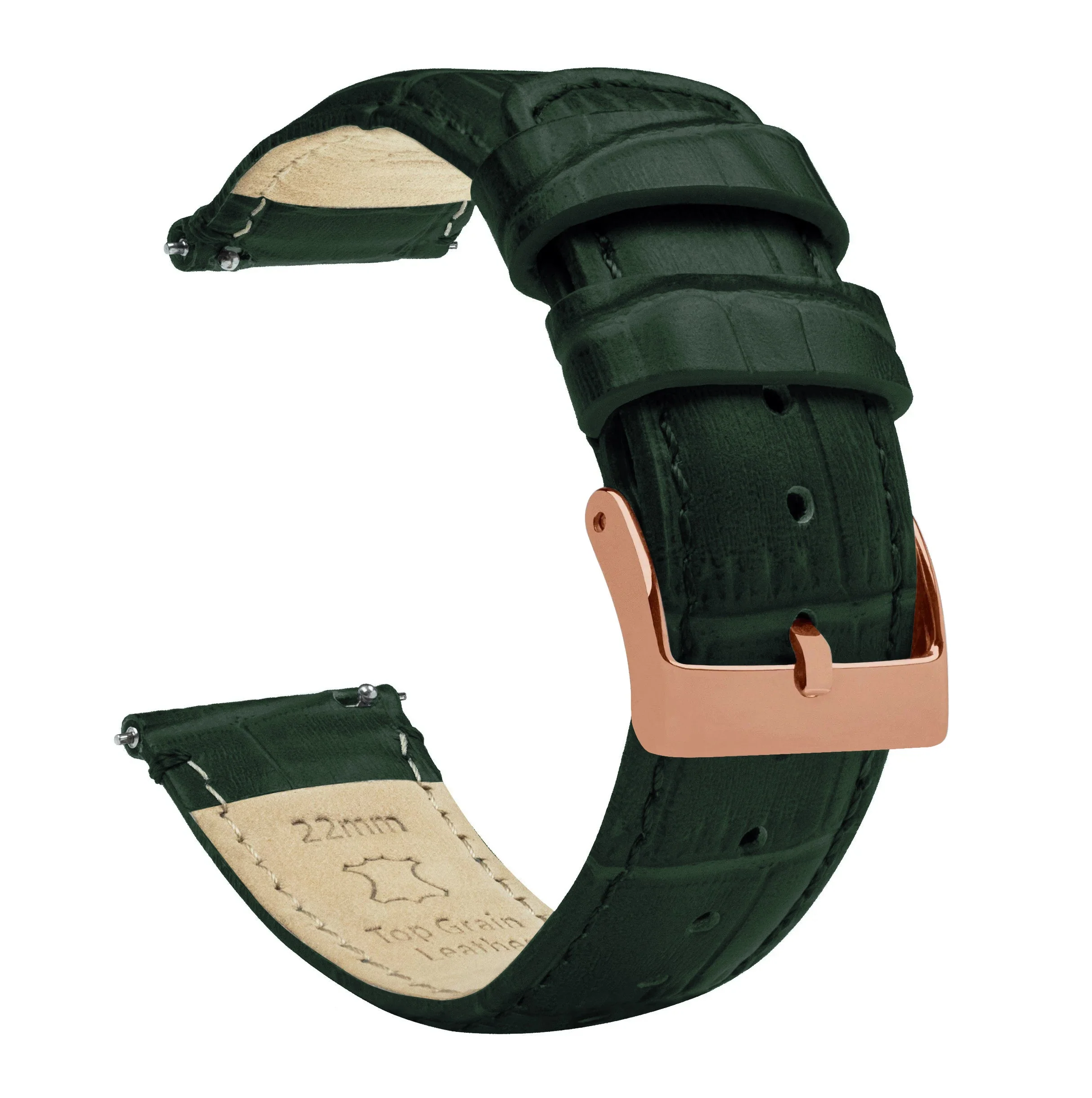 Samsung Galaxy Watch5 Forest Green Alligator Grain Leather Watch Band - Image 3