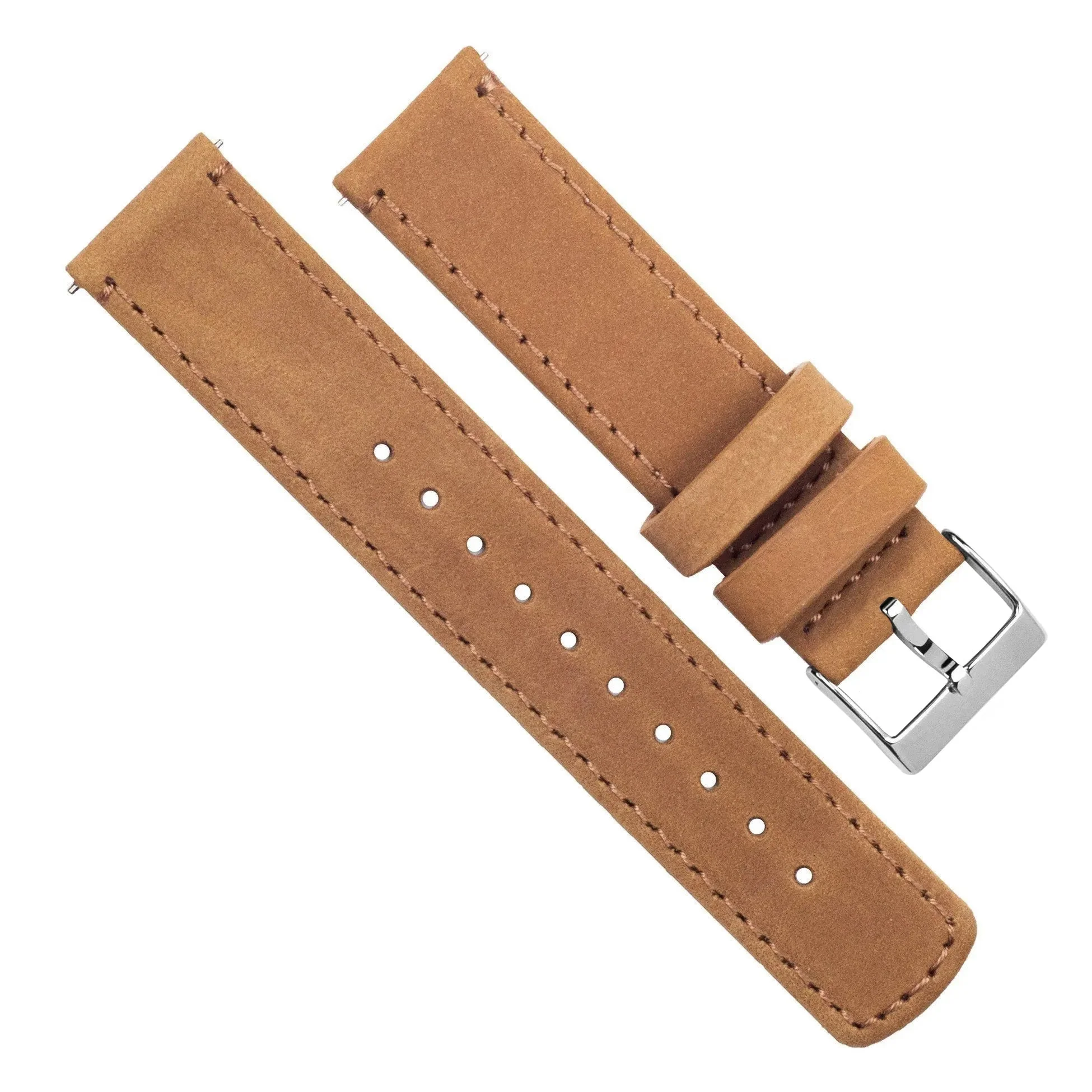 Samsung Galaxy Watch5 Gingerbread Brown Leather Stitching Watch Band - Image 4