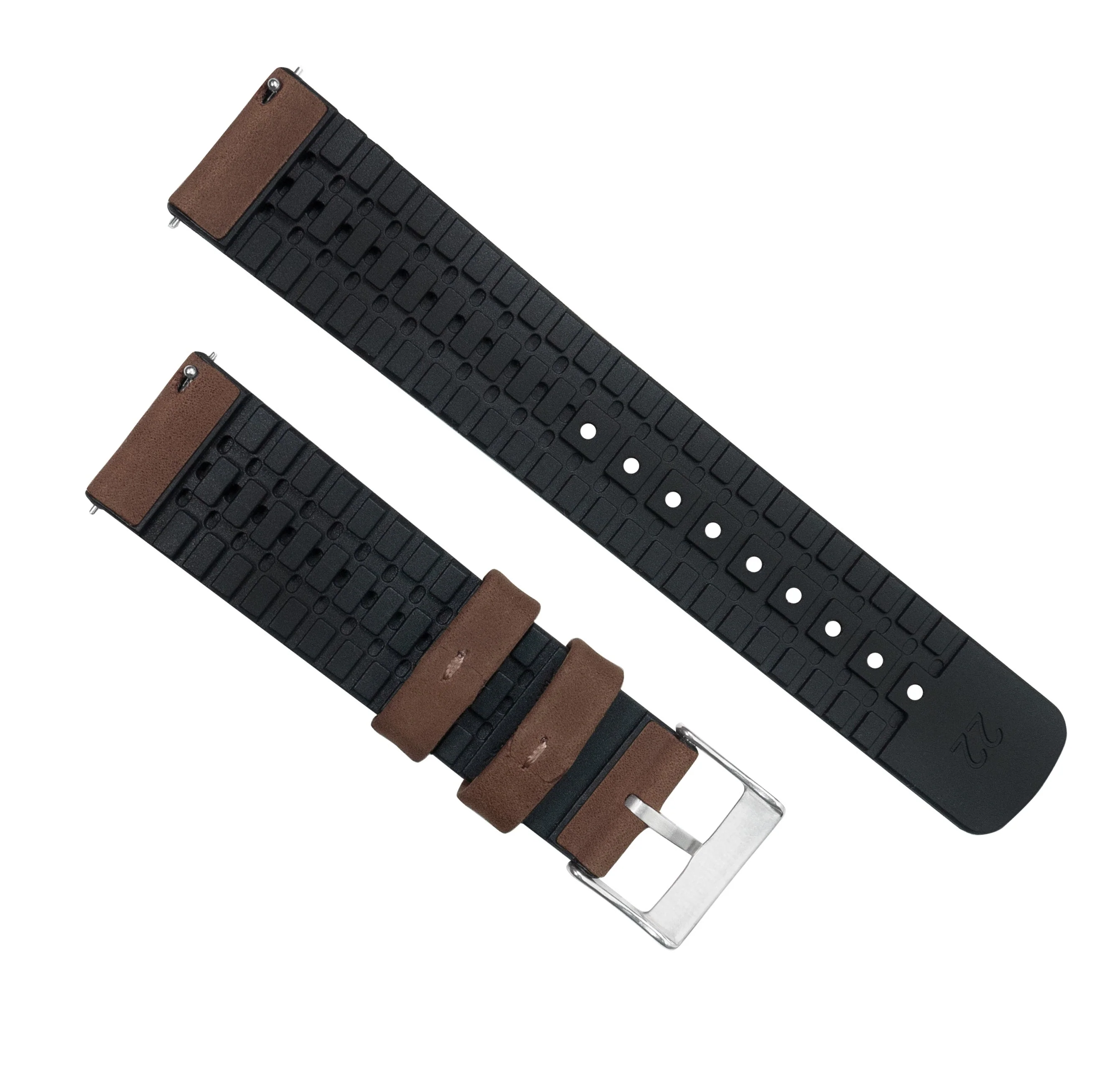 Samsung Galaxy Watch5 Leather And Rubber Hybrid Walnut Brown Watch Band - Image 3