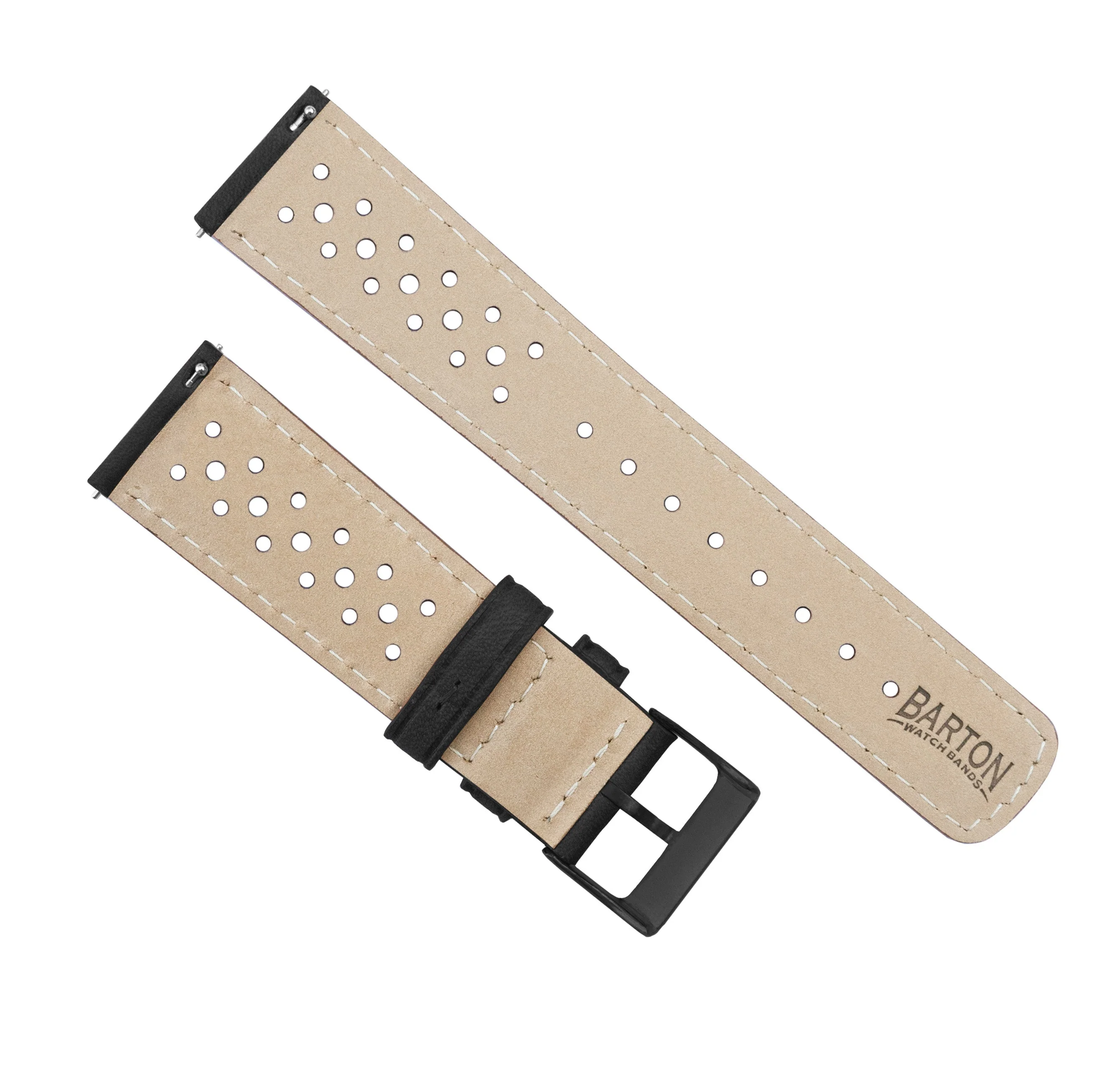 Samsung Galaxy Watch5 Racing Horween Leather Black Watch Band - Image 3