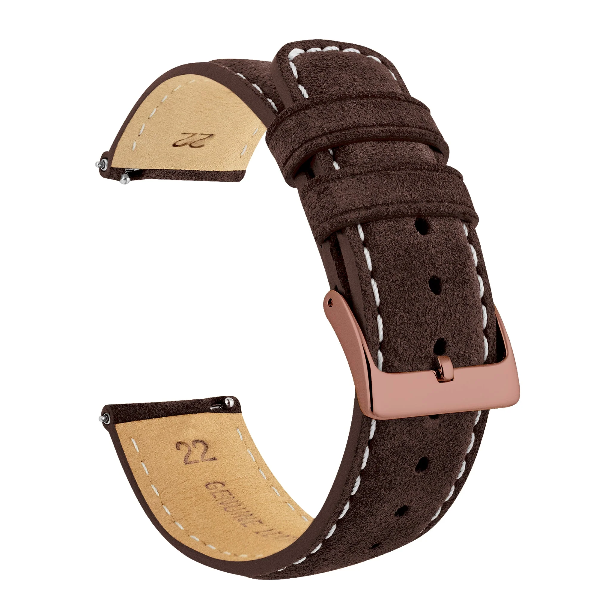 Samsung Galaxy Watch5 Root Brown Suede Beige Stitching Watch Band - Image 3