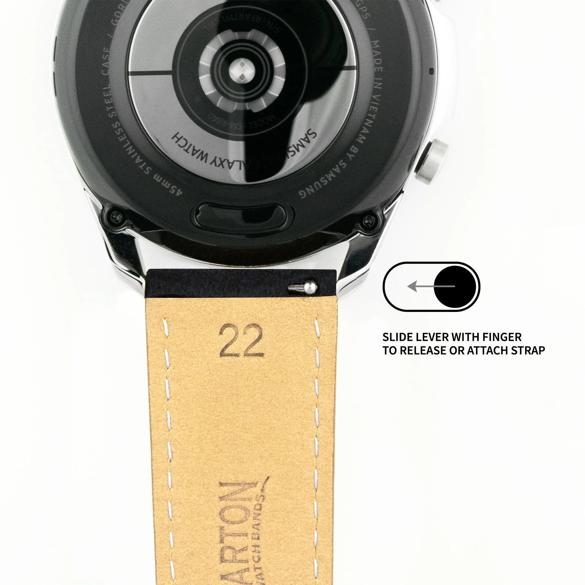 Samsung Galaxy Watch5 Root Brown Suede Beige Stitching Watch Band - Image 4