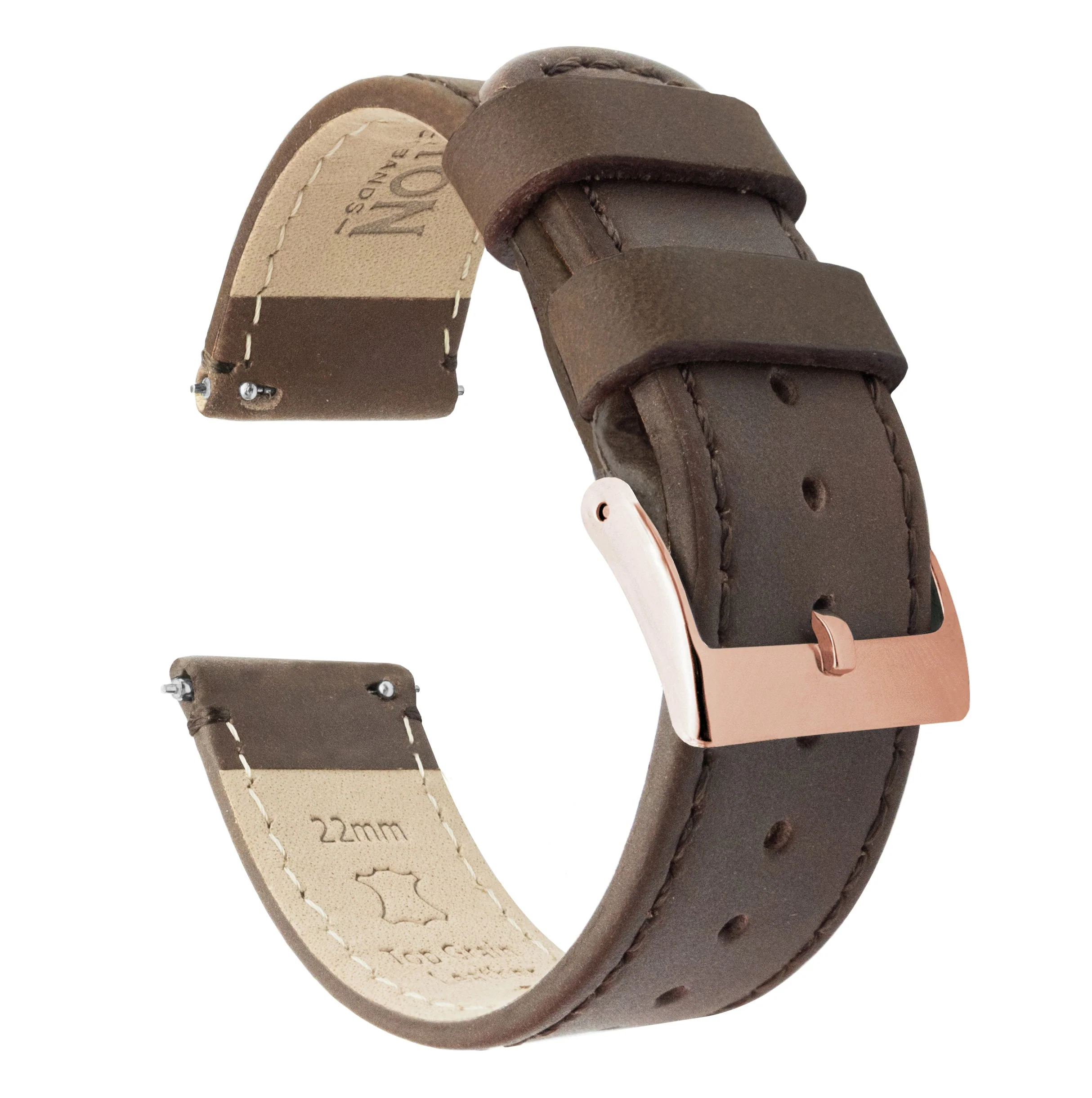Samsung Galaxy Watch5 Saddle Brown Leather Stitching Watch Band - Image 3