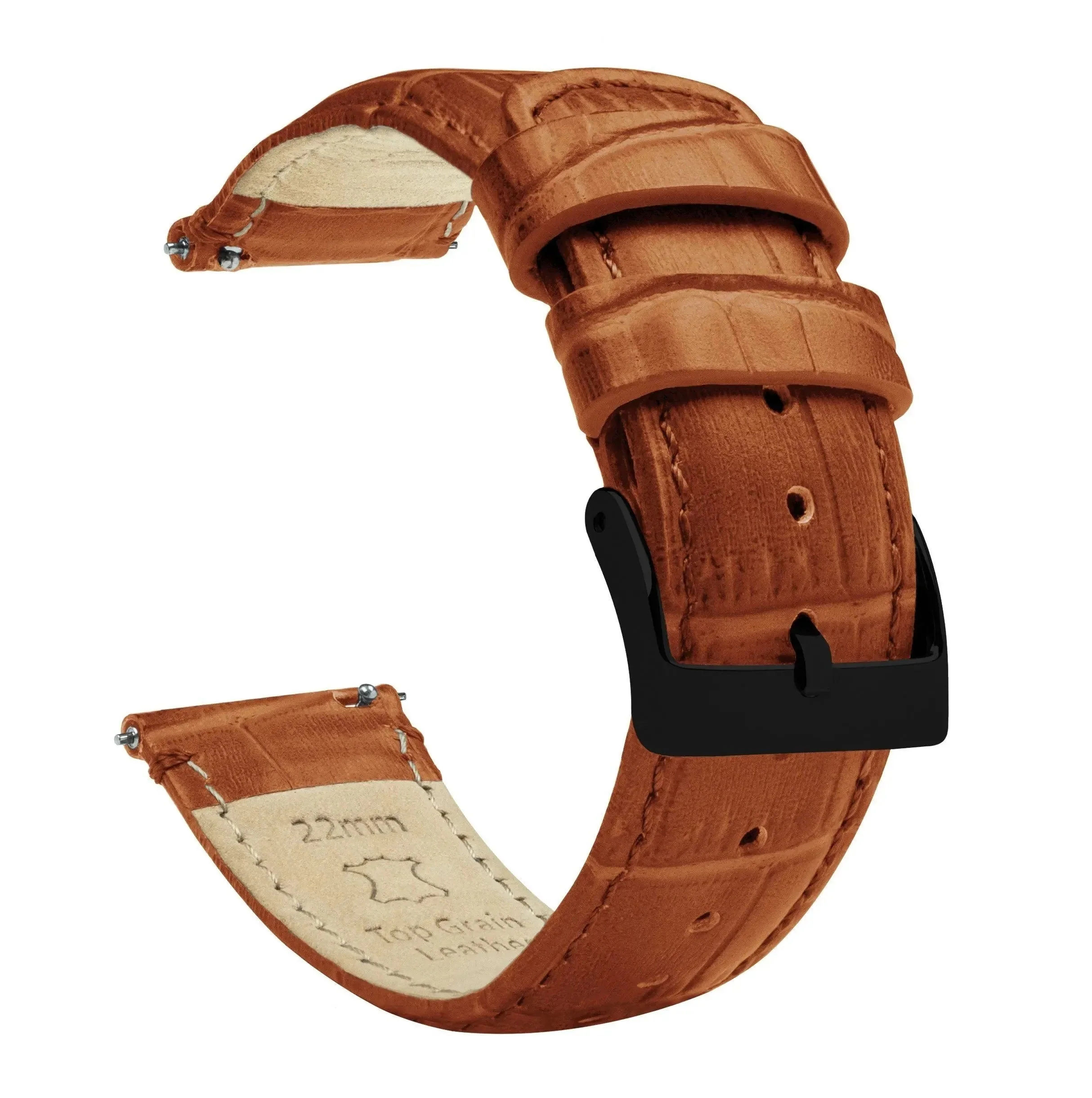 Samsung Galaxy Watch5 Toffee Brown Alligator Grain Leather Watch Band - Image 2
