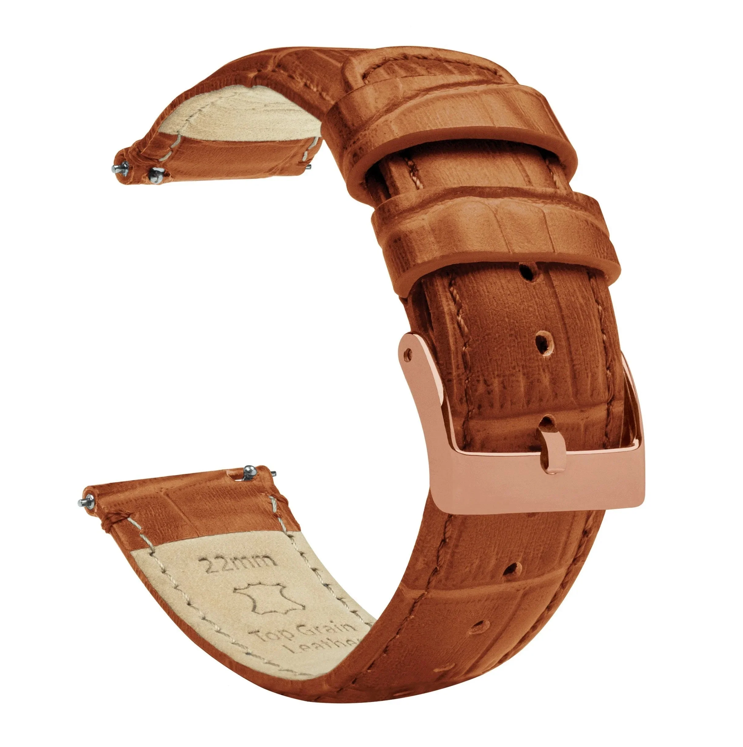 Samsung Galaxy Watch5 Toffee Brown Alligator Grain Leather Watch Band - Image 3