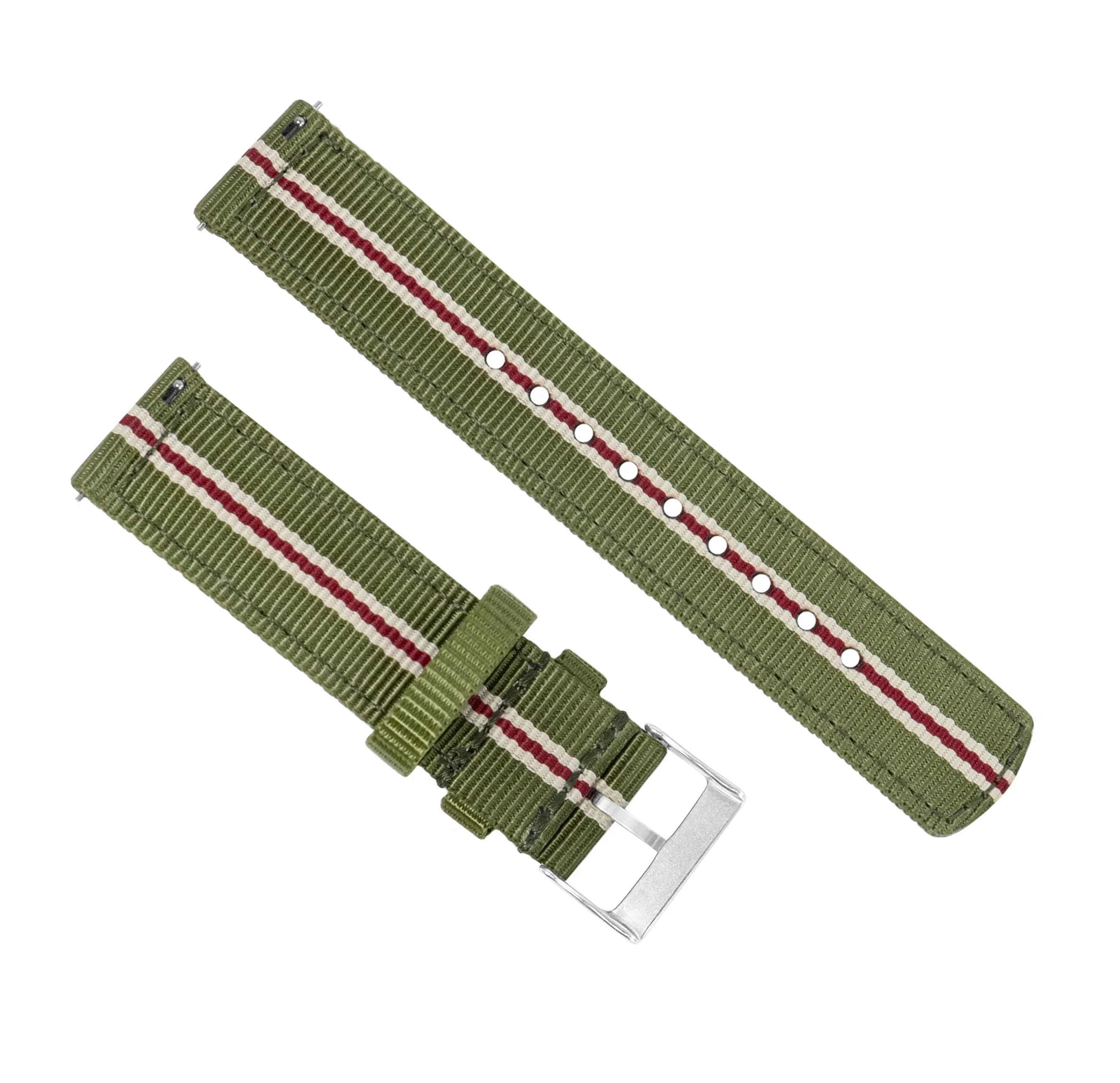 Samsung Galaxy Watch5 Two Piece NATO® style Army Green Crimson Watch Band - Image 3