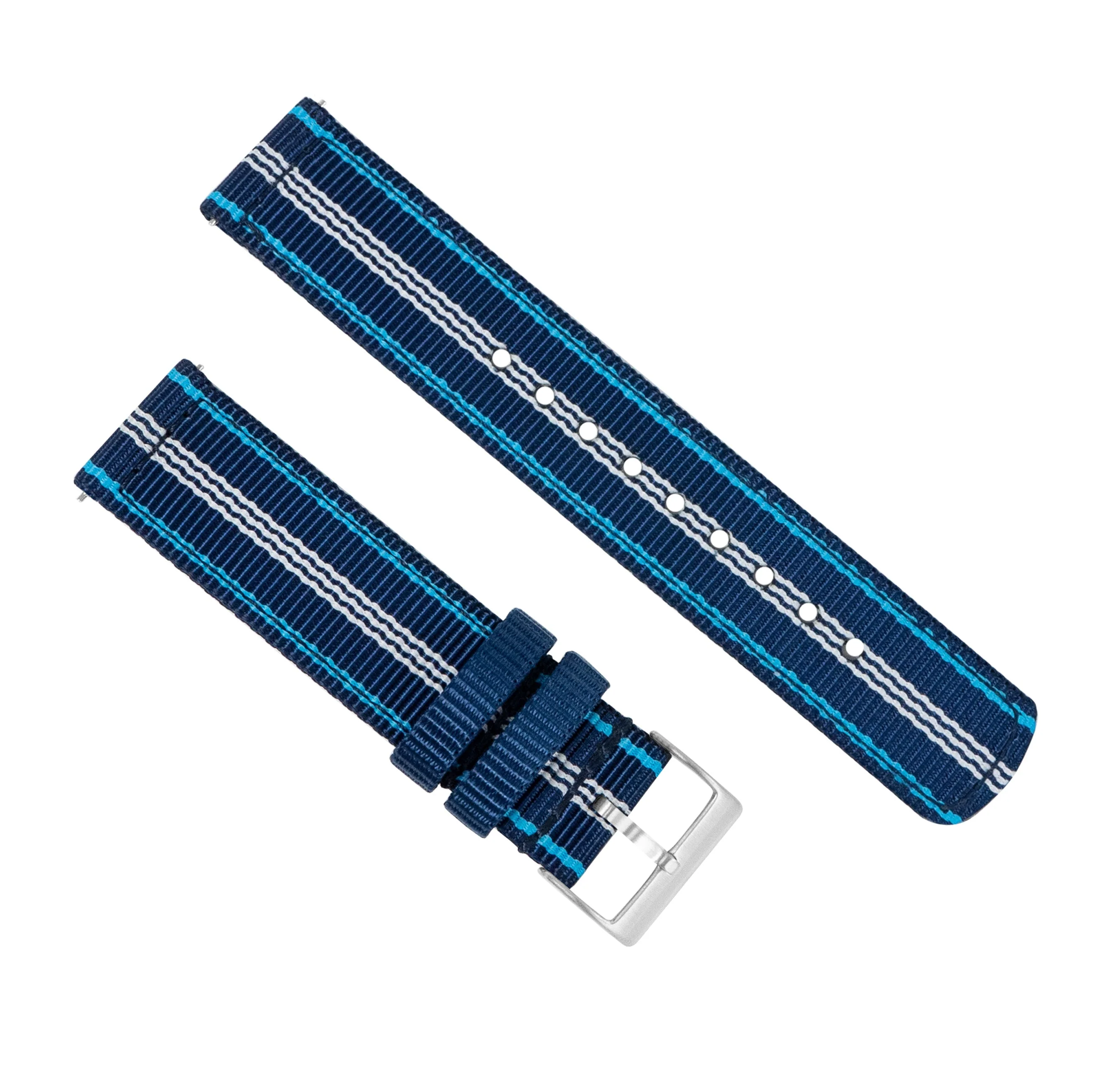Samsung Galaxy Watch5 Two Piece NATO® style Navy Aqua Blue Watch Band - Image 2