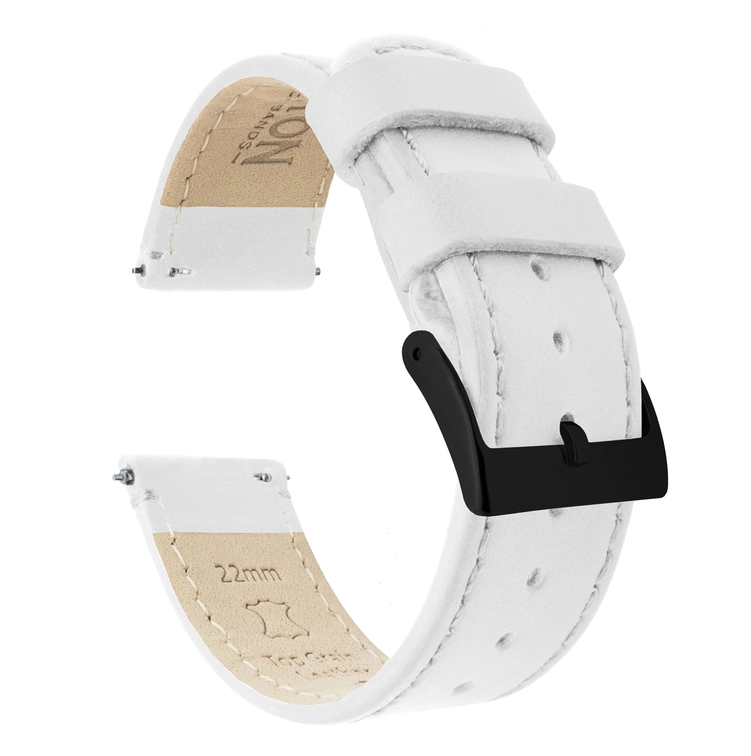 Samsung Galaxy Watch5 White Leather Stitching Watch Band - Image 2