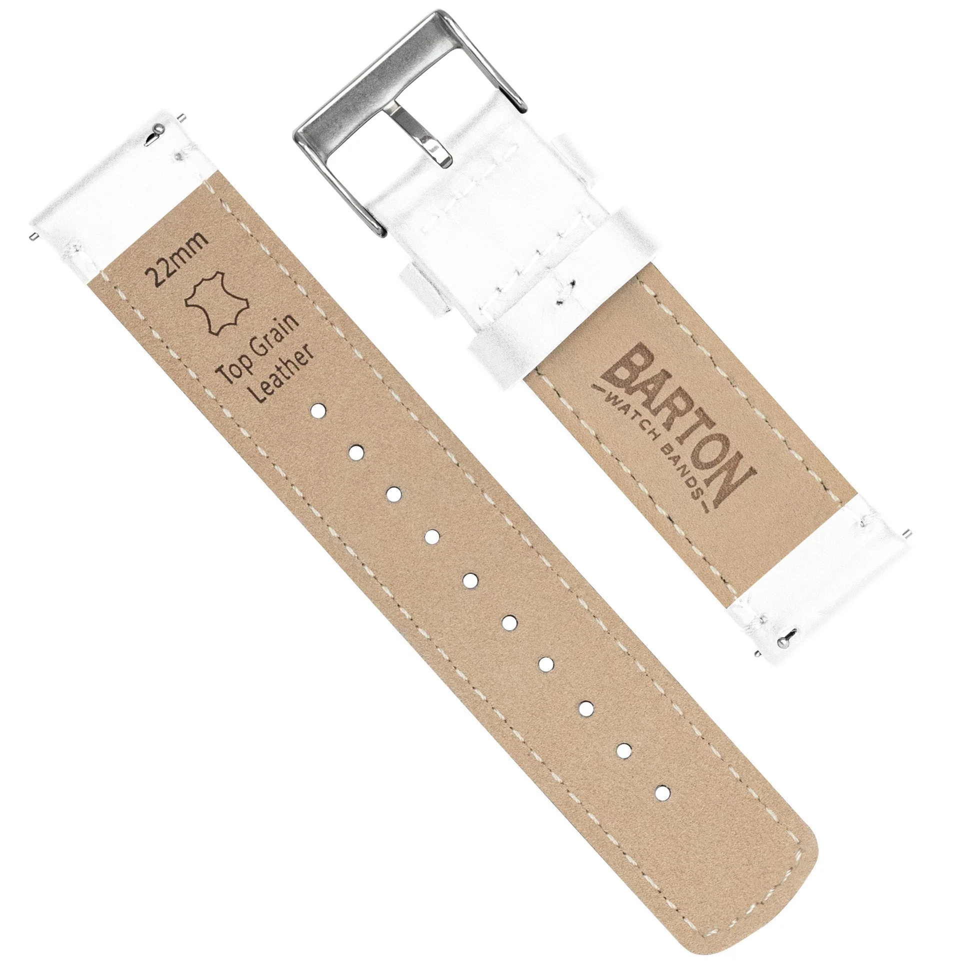 Samsung Galaxy Watch5 White Leather Stitching Watch Band - Image 5
