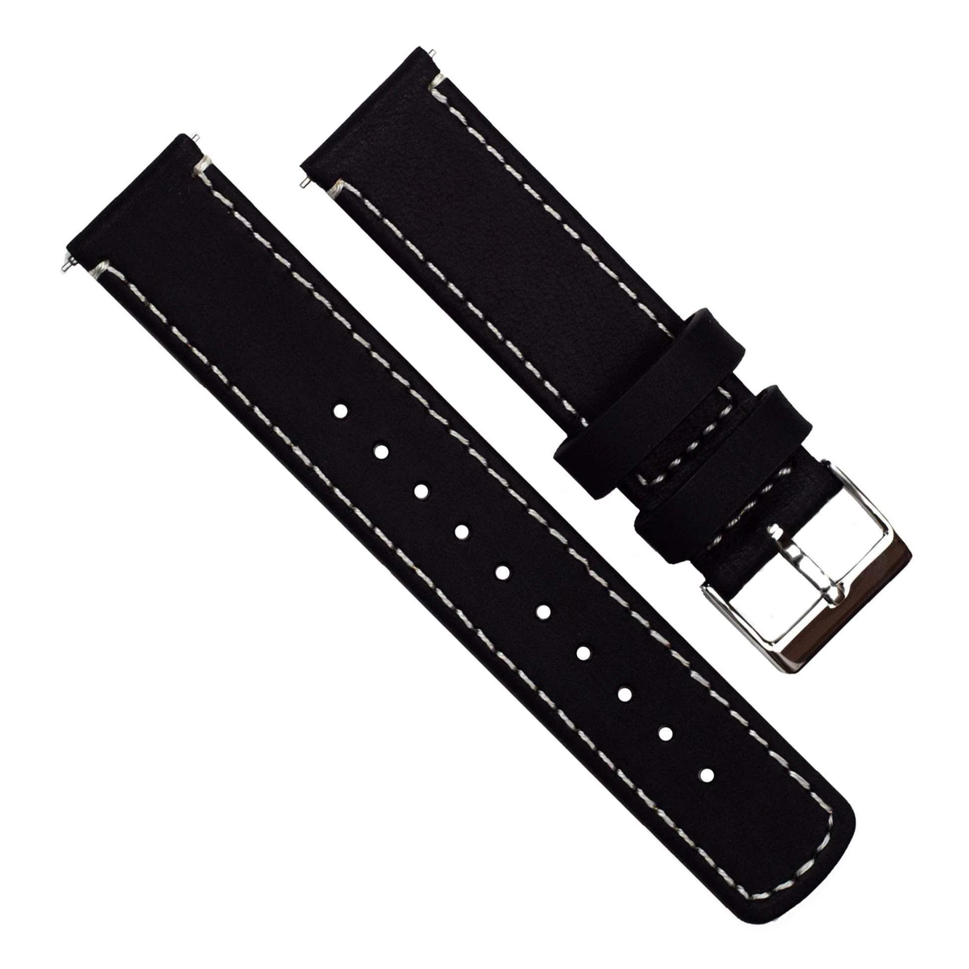 Samsung Galaxy Watch6 Black Leather Linen White Stitching Watch Band - Image 4