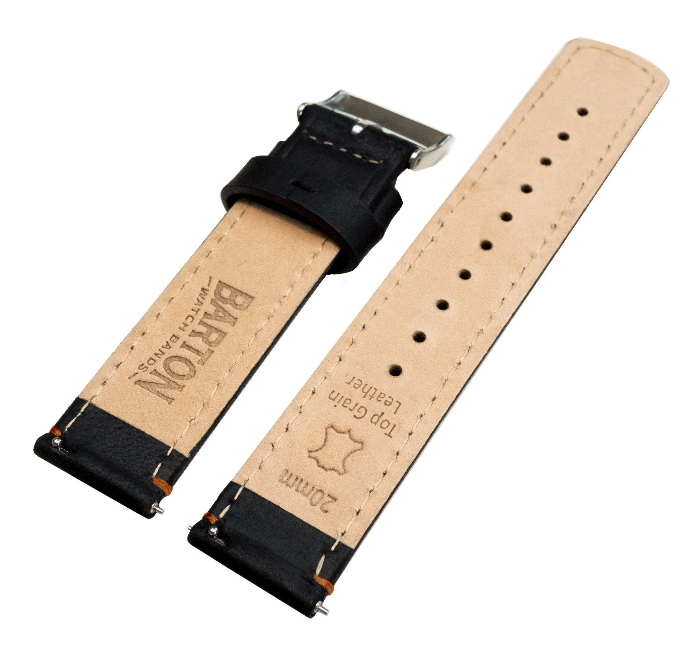 Samsung Galaxy Watch6 Black Leather Orange Stitching Watch Band - Image 5
