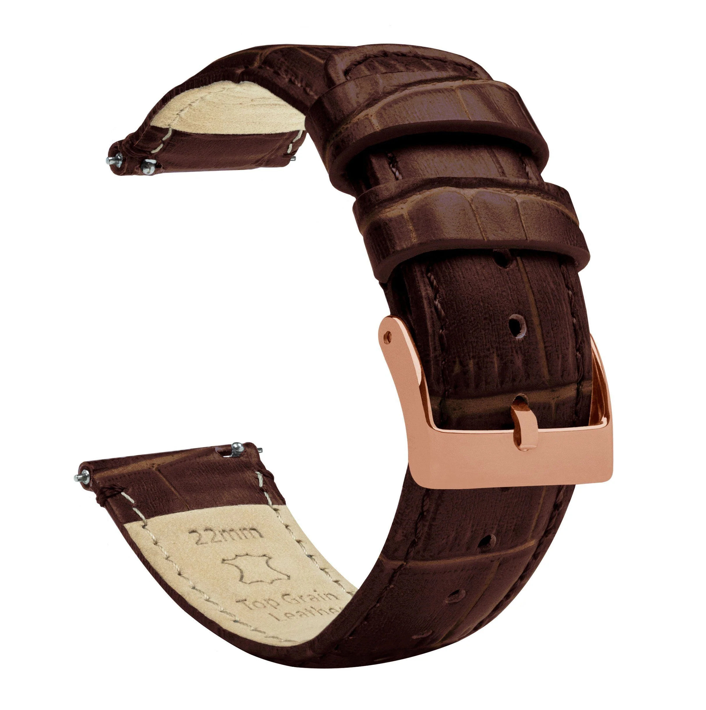 Samsung Galaxy Watch6 Coffee Brown Alligator Grain Leather Watch Band - Image 3