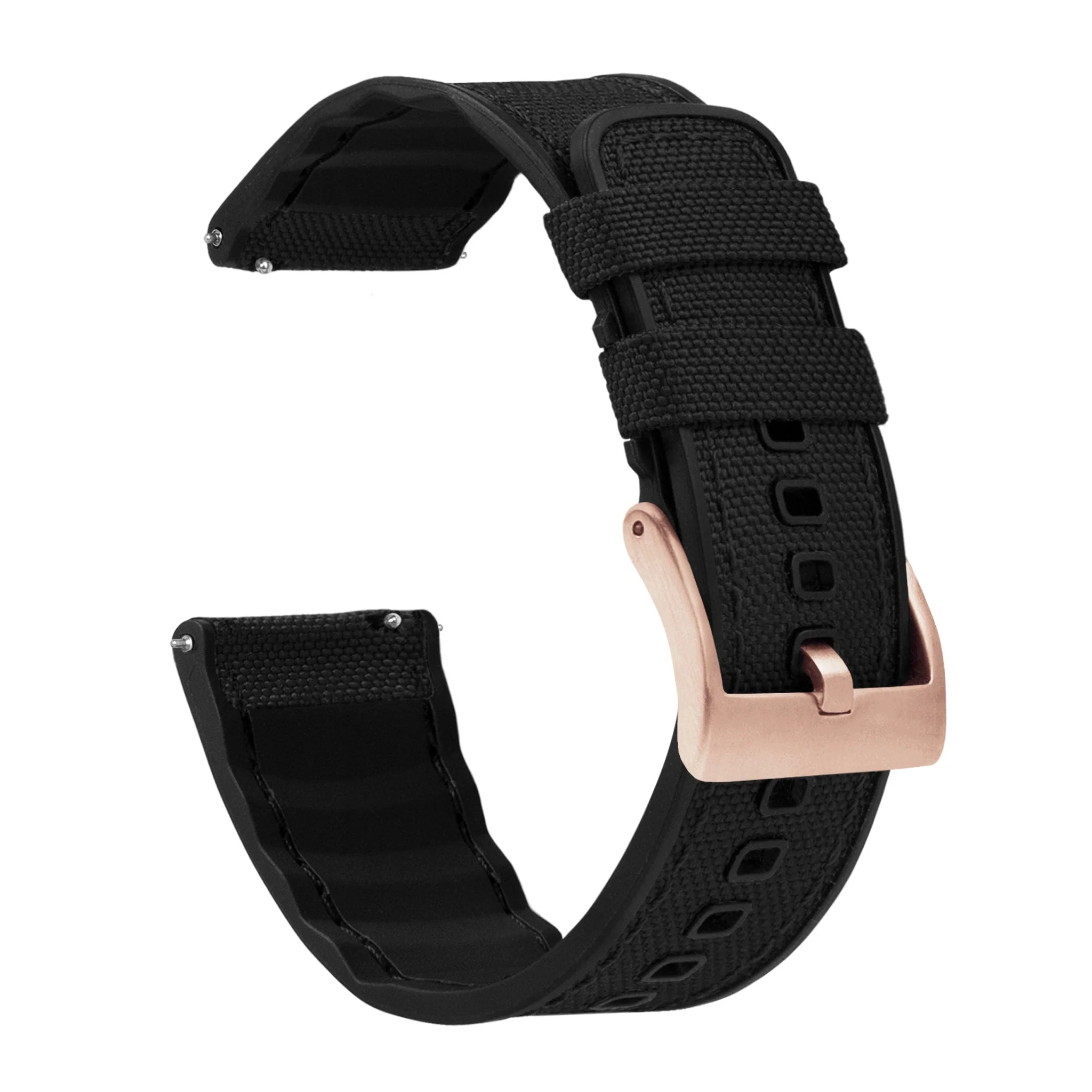 Samsung Galaxy Watch6 Cordrua Fabric Silicone Hybrid Black Watch Band - Image 3