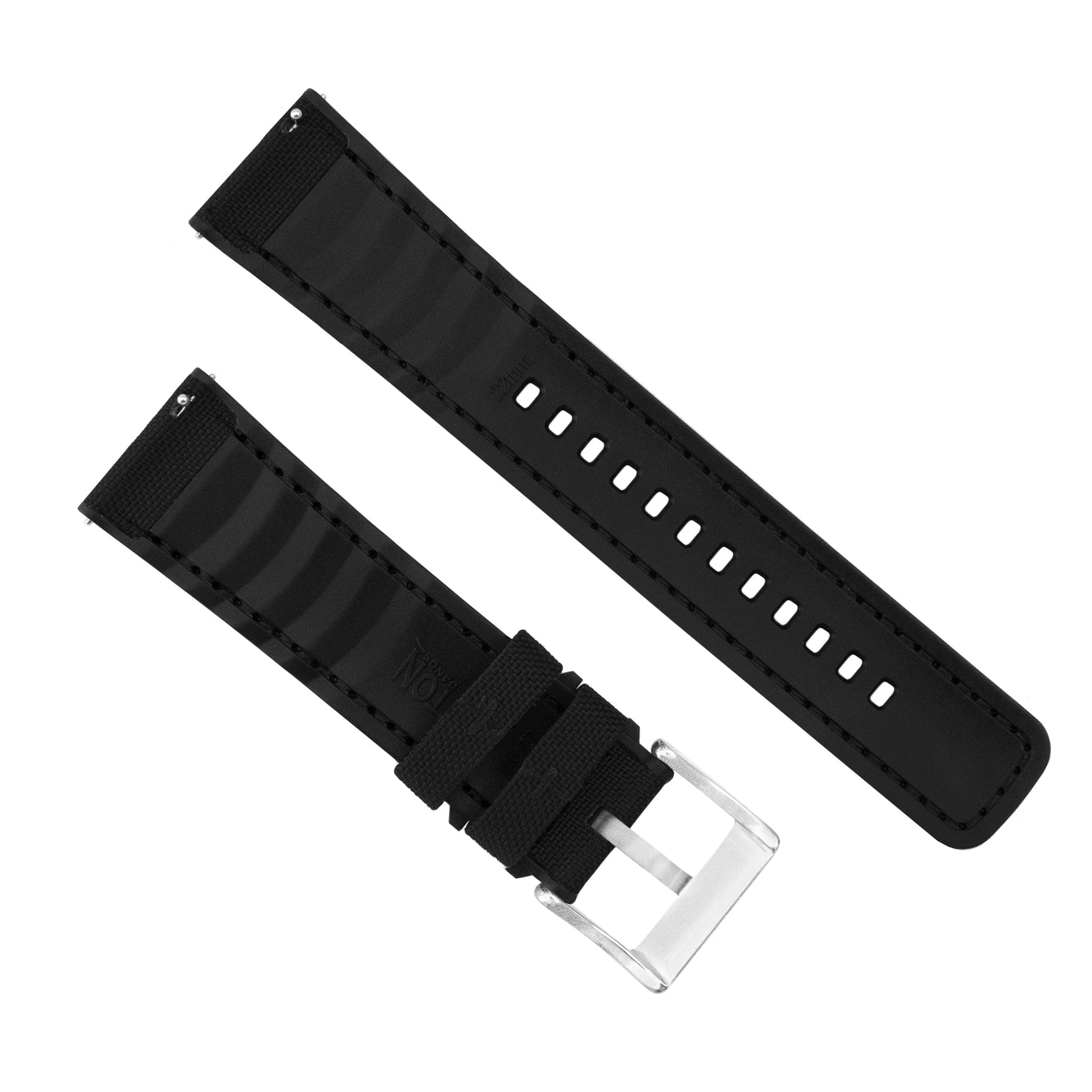 Samsung Galaxy Watch6 Cordrua Fabric Silicone Hybrid Black Watch Band - Image 5