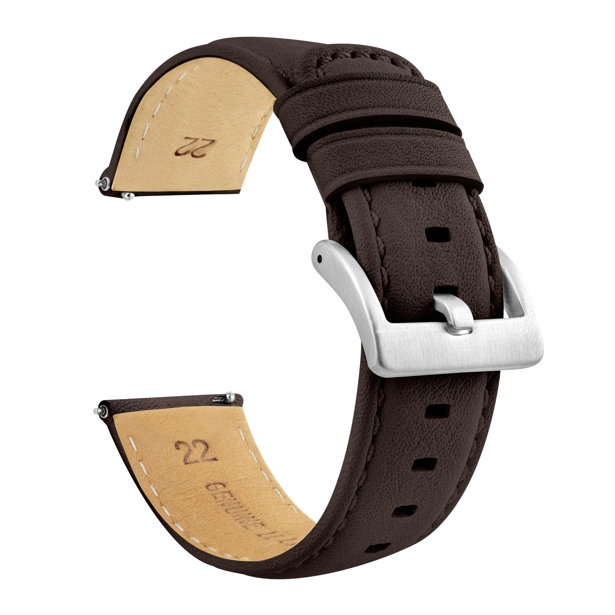 Samsung Galaxy Watch6 Dark Brown Pittards Performance Leather Brown Stitching Watch Band - Image 3