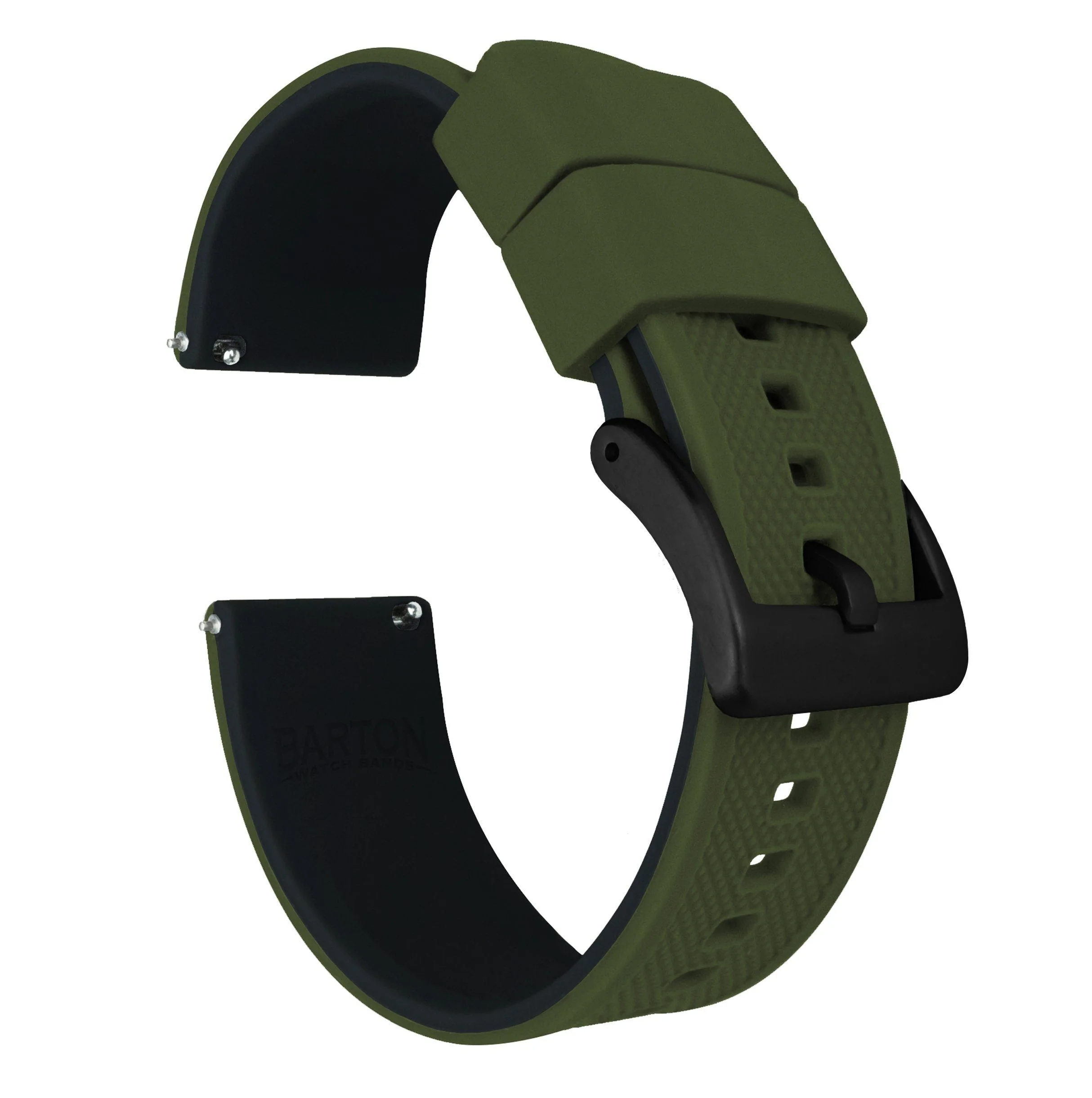 Samsung Galaxy Watch6 Elite Silicone Army Green Top Black Bottom Watch Band - Image 2