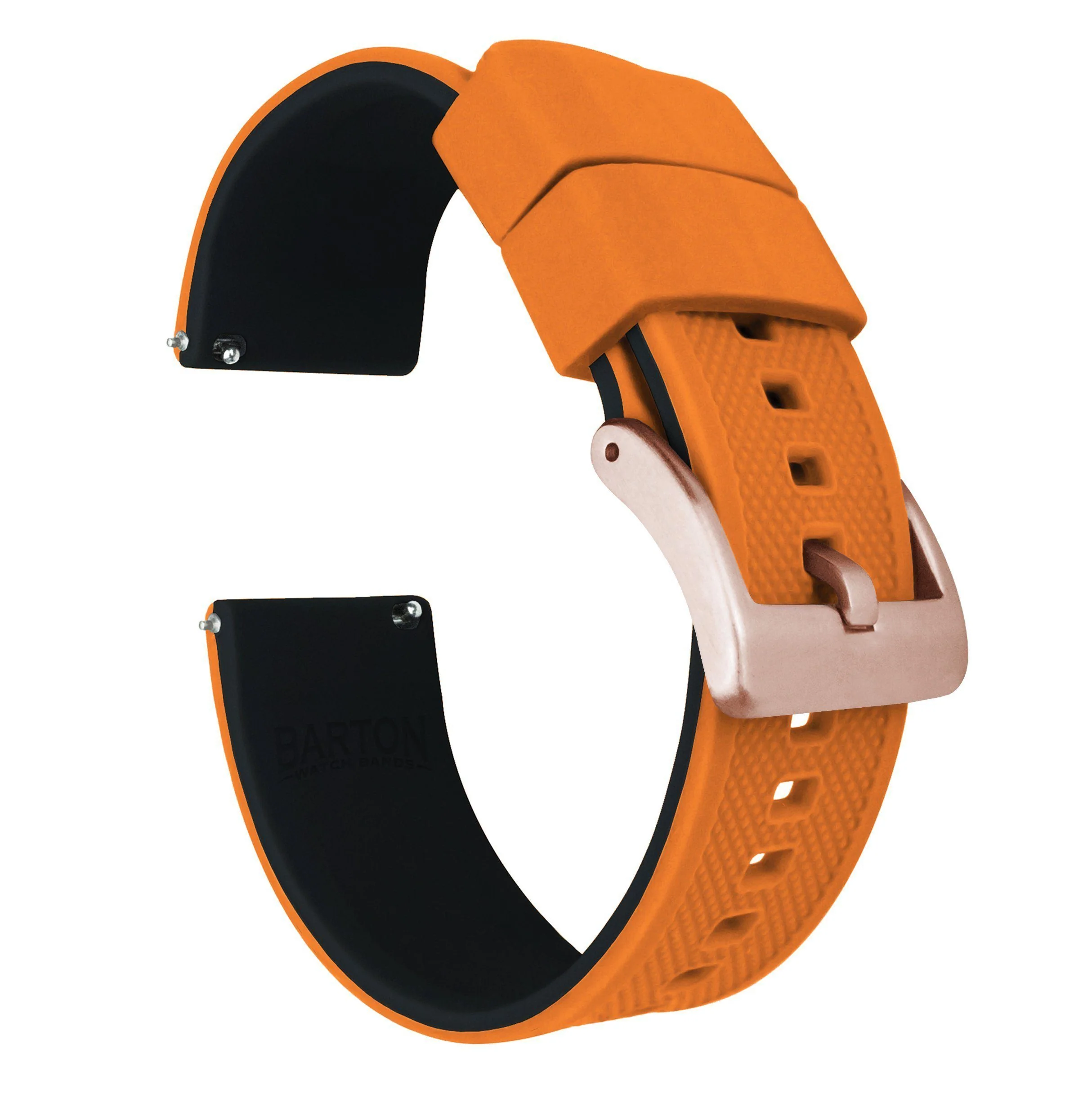 Samsung Galaxy Watch6 Elite Silicone Pumpkin Orange Top Black Bottom Watch Band - Image 2