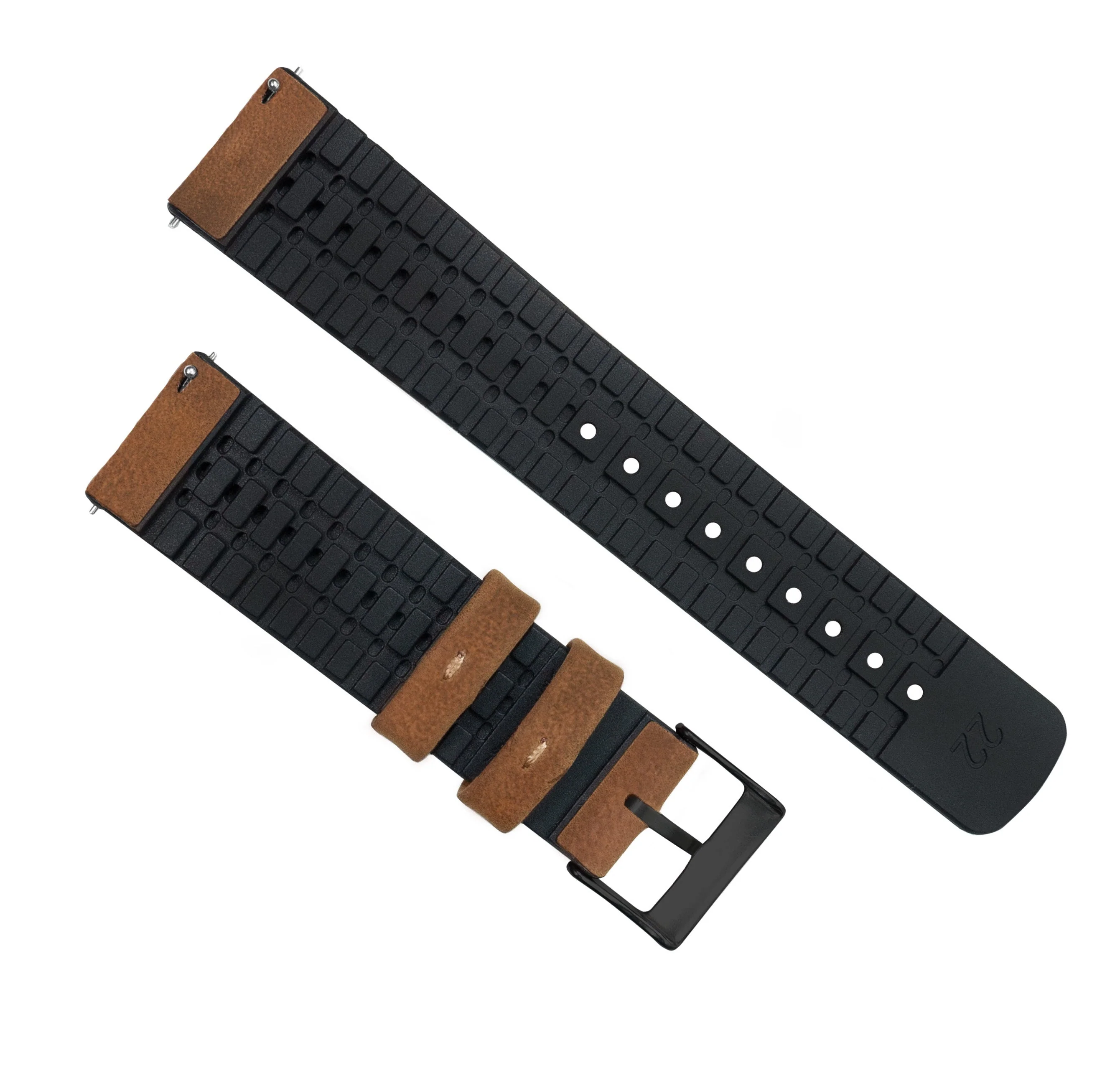 Samsung Galaxy Watch6 Leather And Rubber Hybrid Oak Brown Watch Band - Image 6