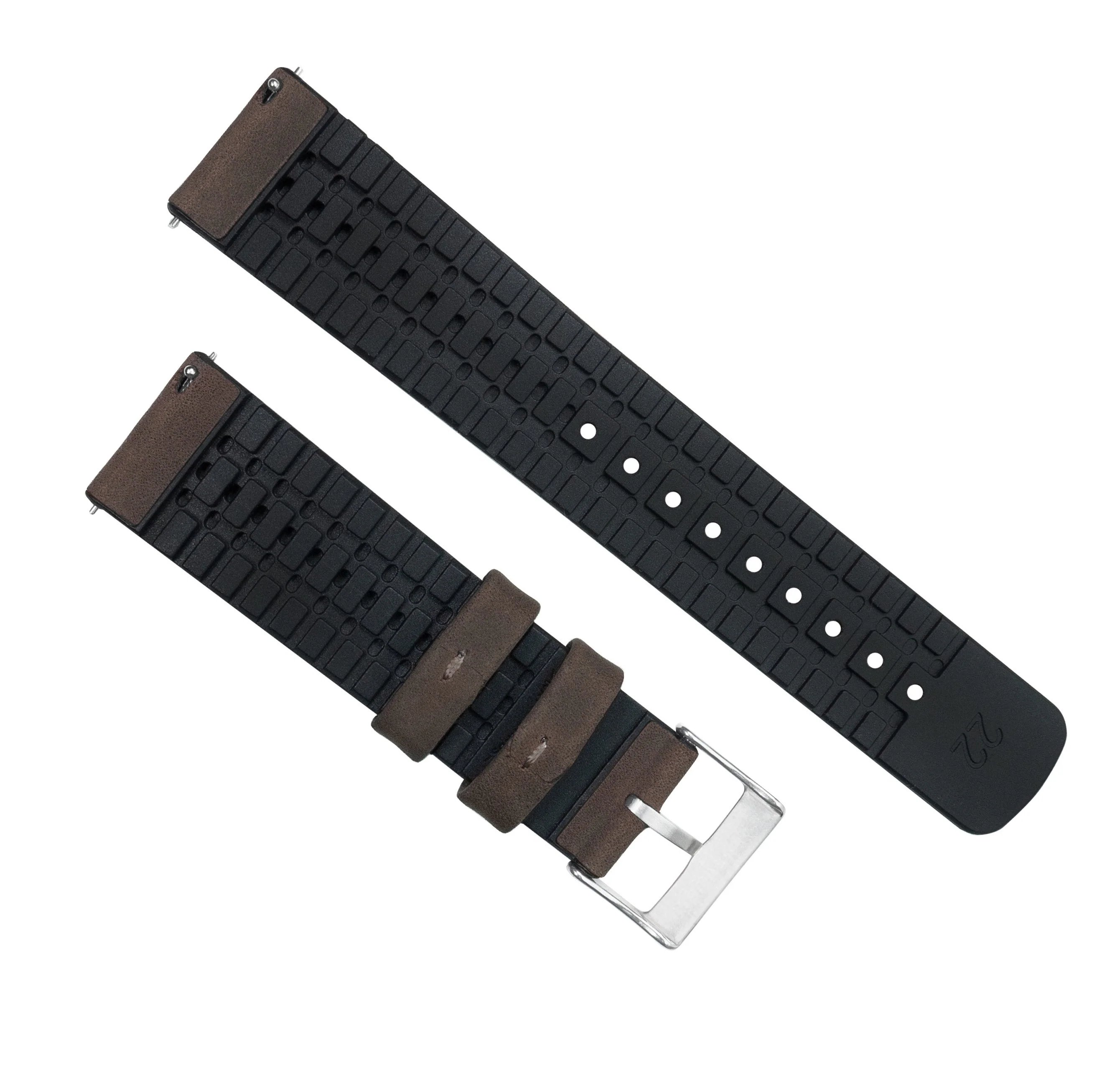 Samsung Galaxy Watch6 Leather And Rubber Hybrid Smoke Brown Watch Band - Image 4