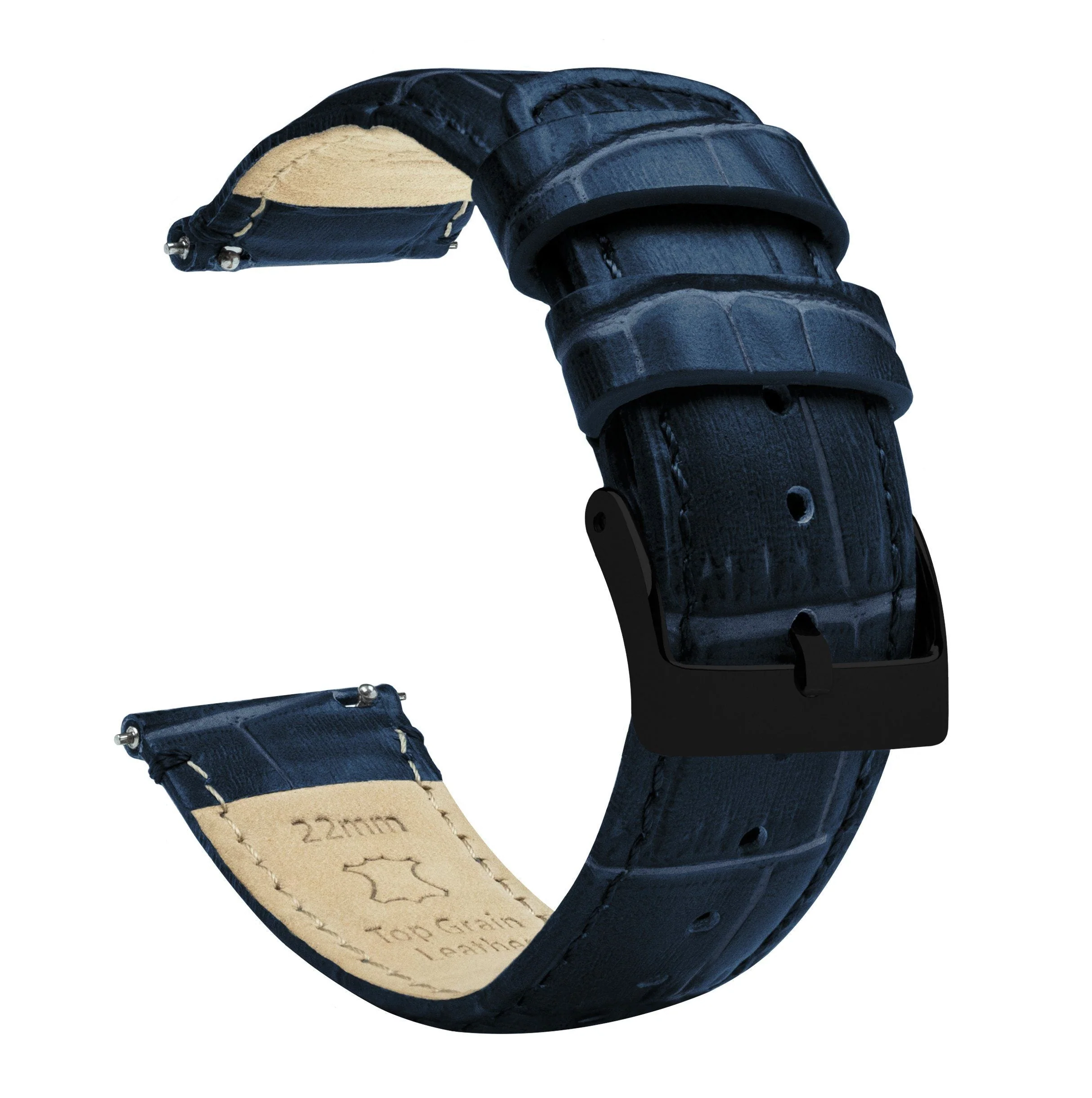 Samsung Galaxy Watch6 Navy Blue Alligator Grain Leather Watch Band - Image 2