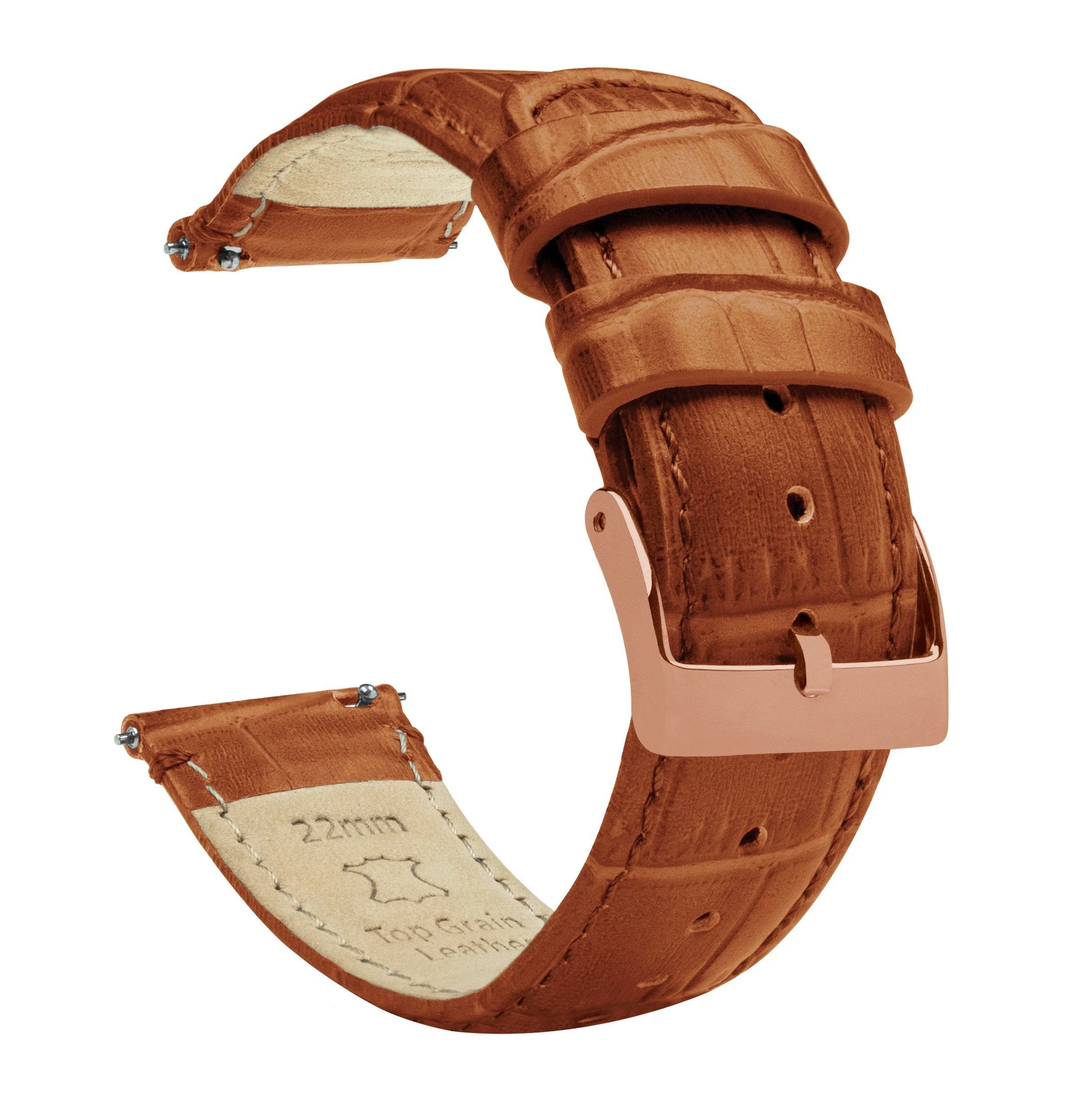 Samsung Galaxy Watch6 Toffee Brown Alligator Grain Leather Watch Band - Image 3