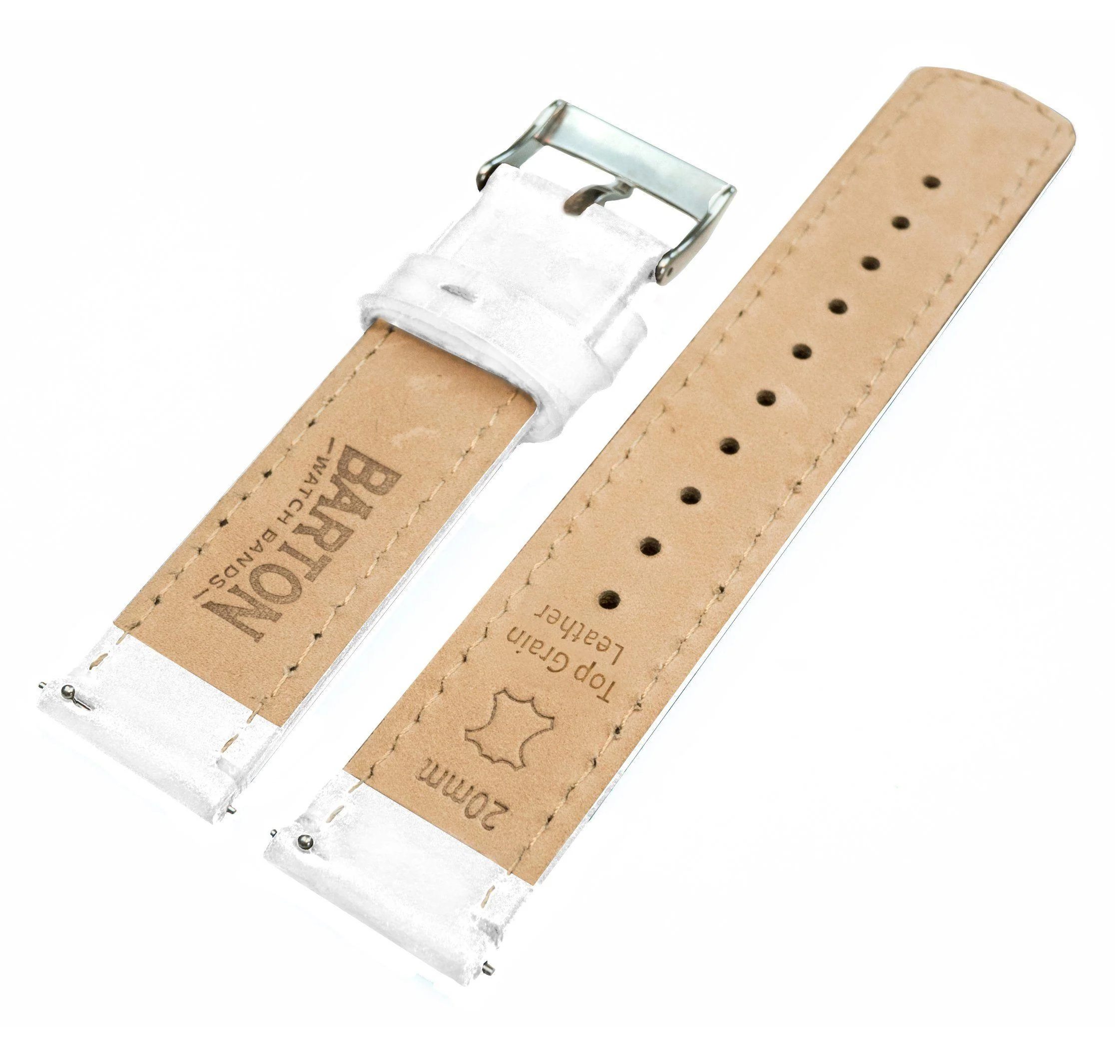 Samsung Galaxy Watch6 White Leather Stitching Watch Band - Image 5
