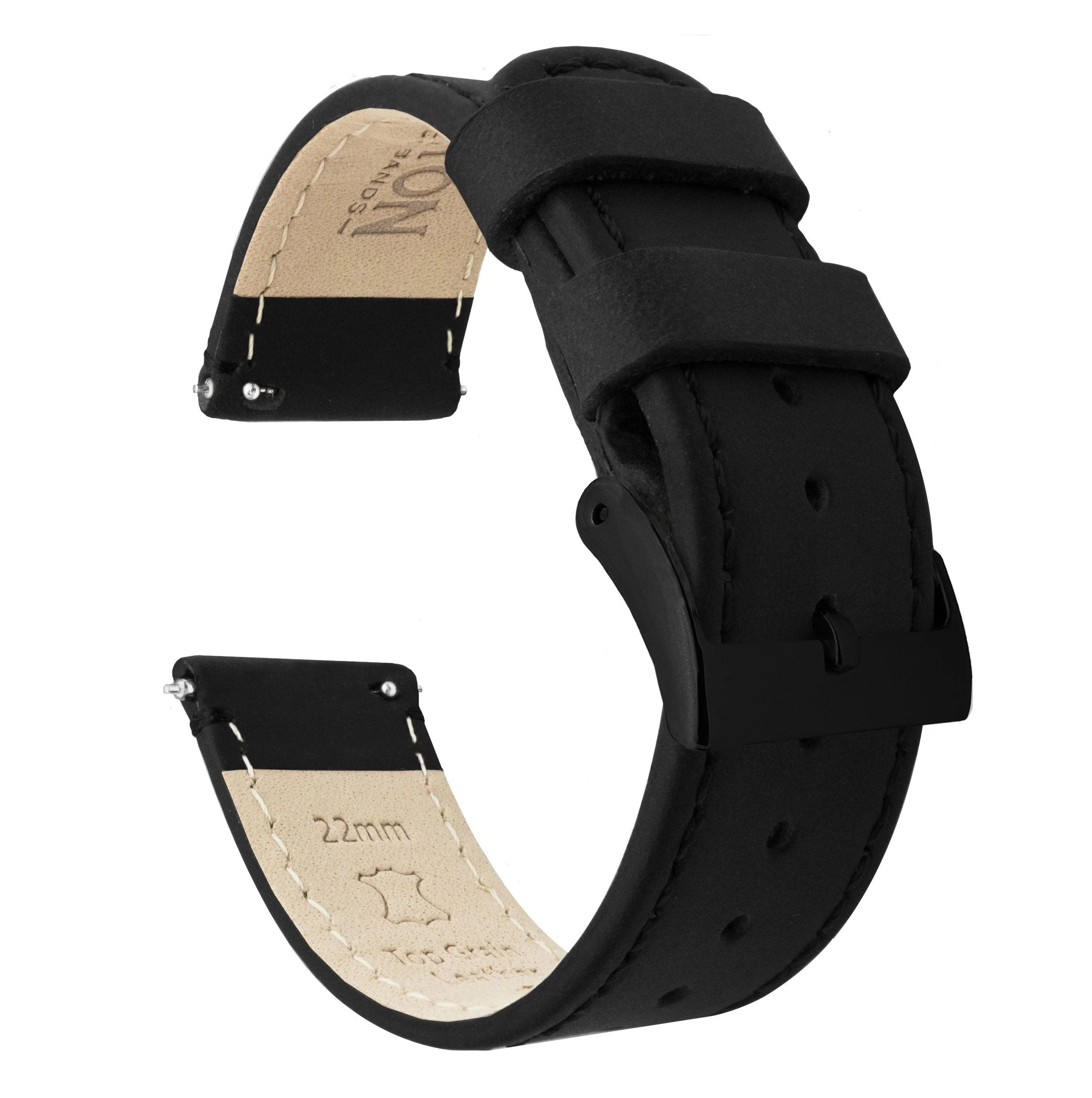 Samsung Galaxy watch7 Black Leather Stitching Watch Band - Image 2