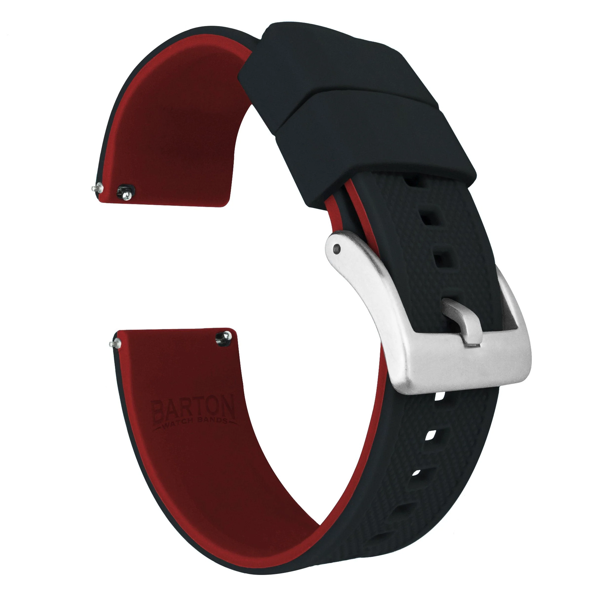 Samsung Galaxy watch7 Elite Silicone Black Top Crimson Red Bottom Watch Band - Image 2