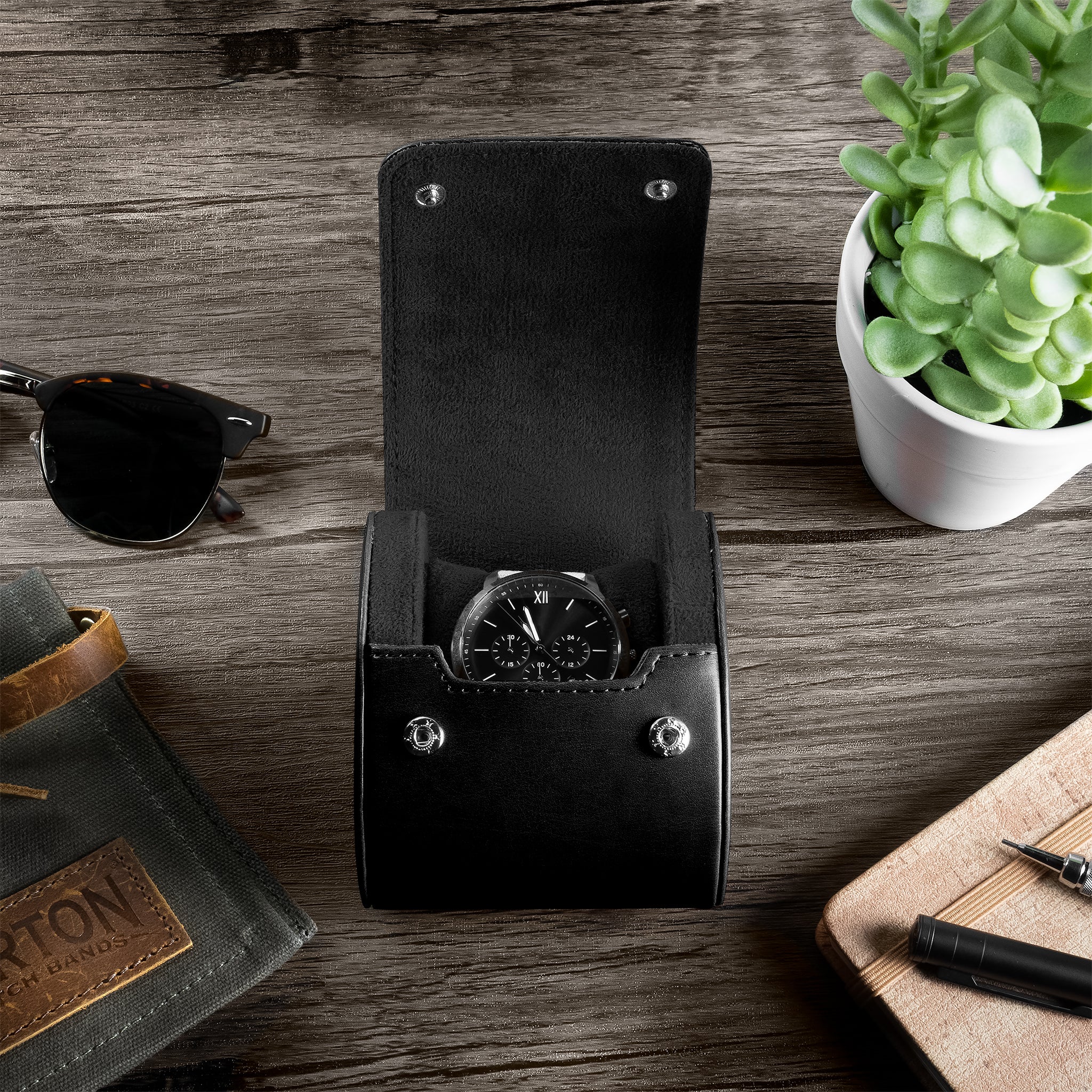 Recycled Leather Single Watch Roll - Image 17