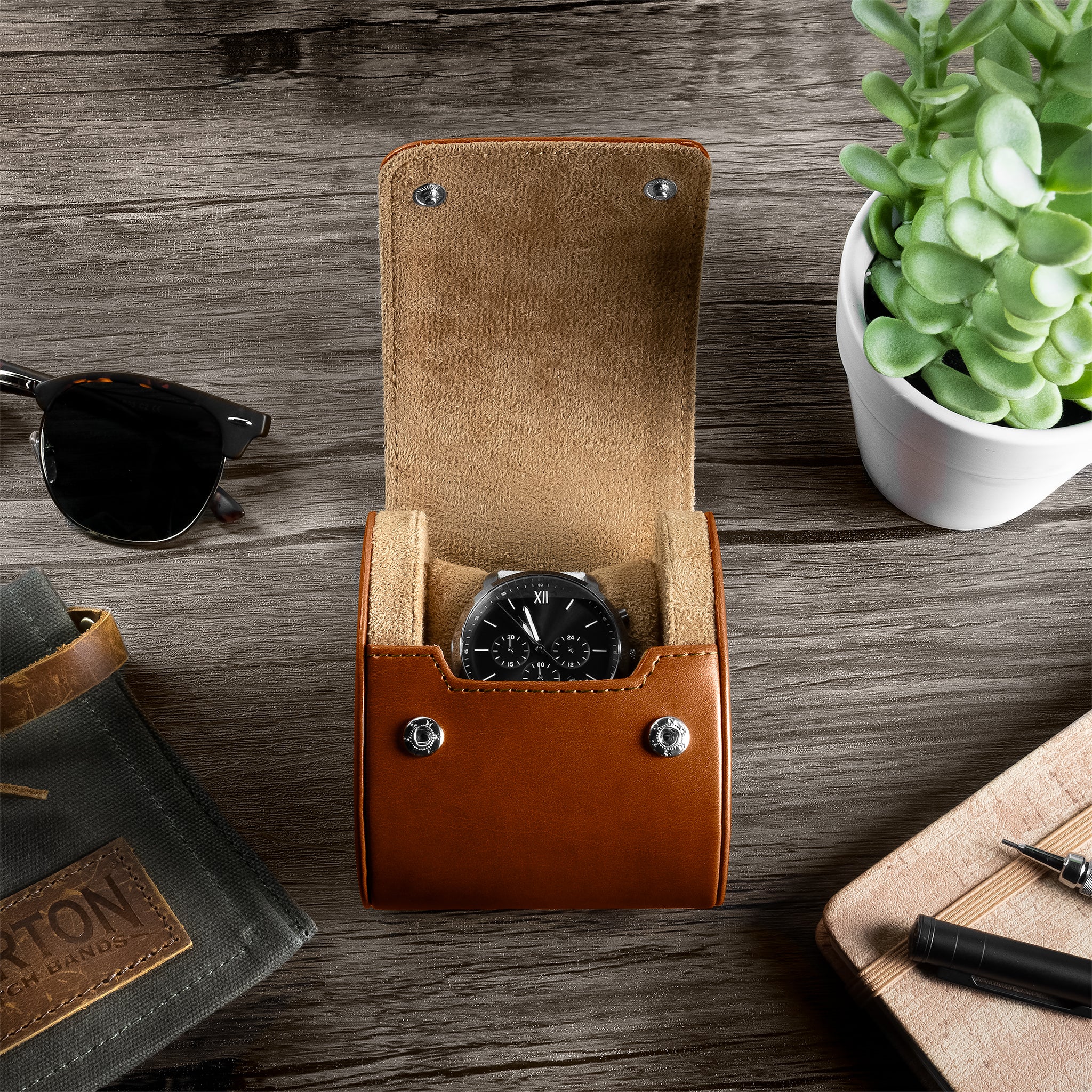 Recycled Leather Single Watch Roll - Image 18