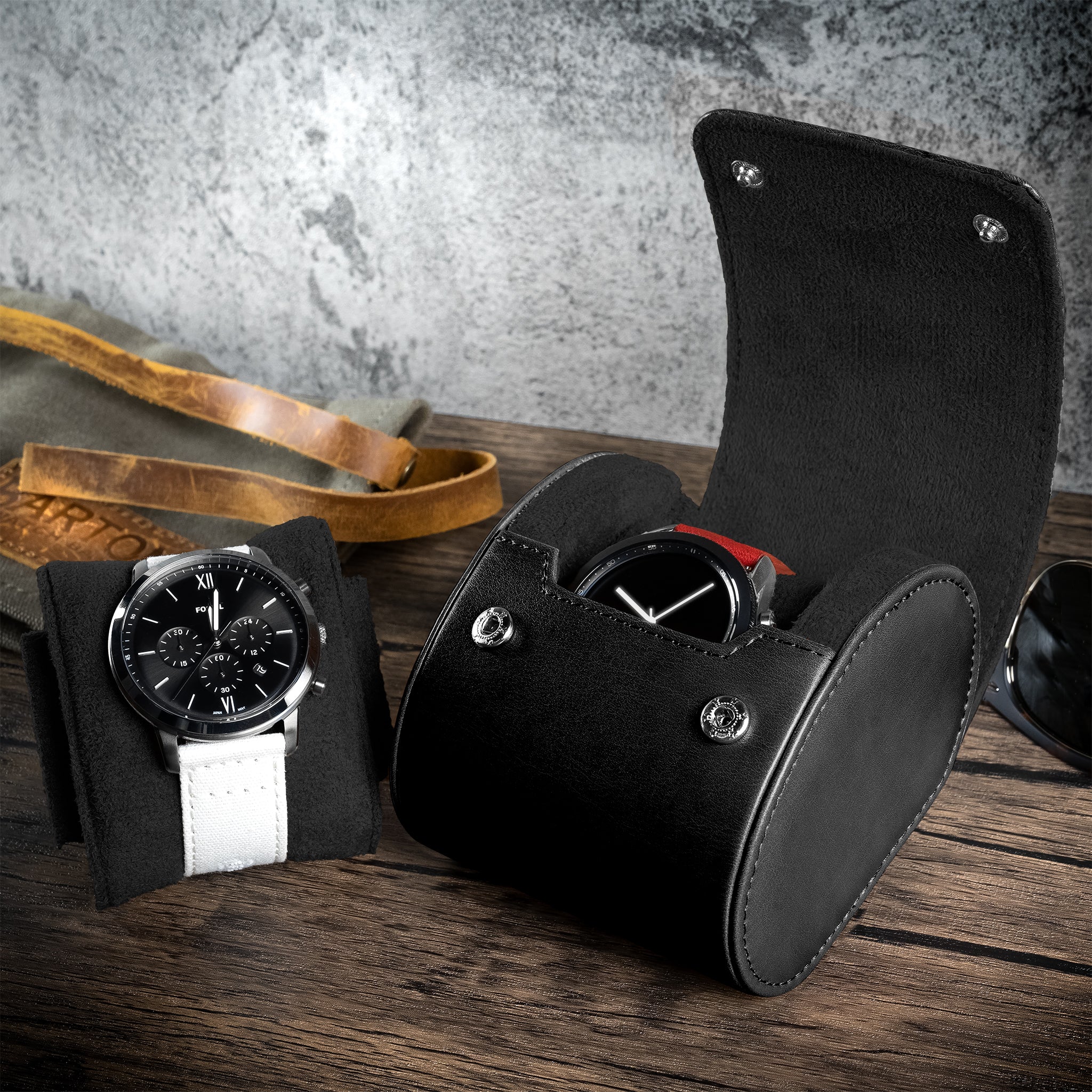 Recycled Leather Single Watch Roll - Image 3