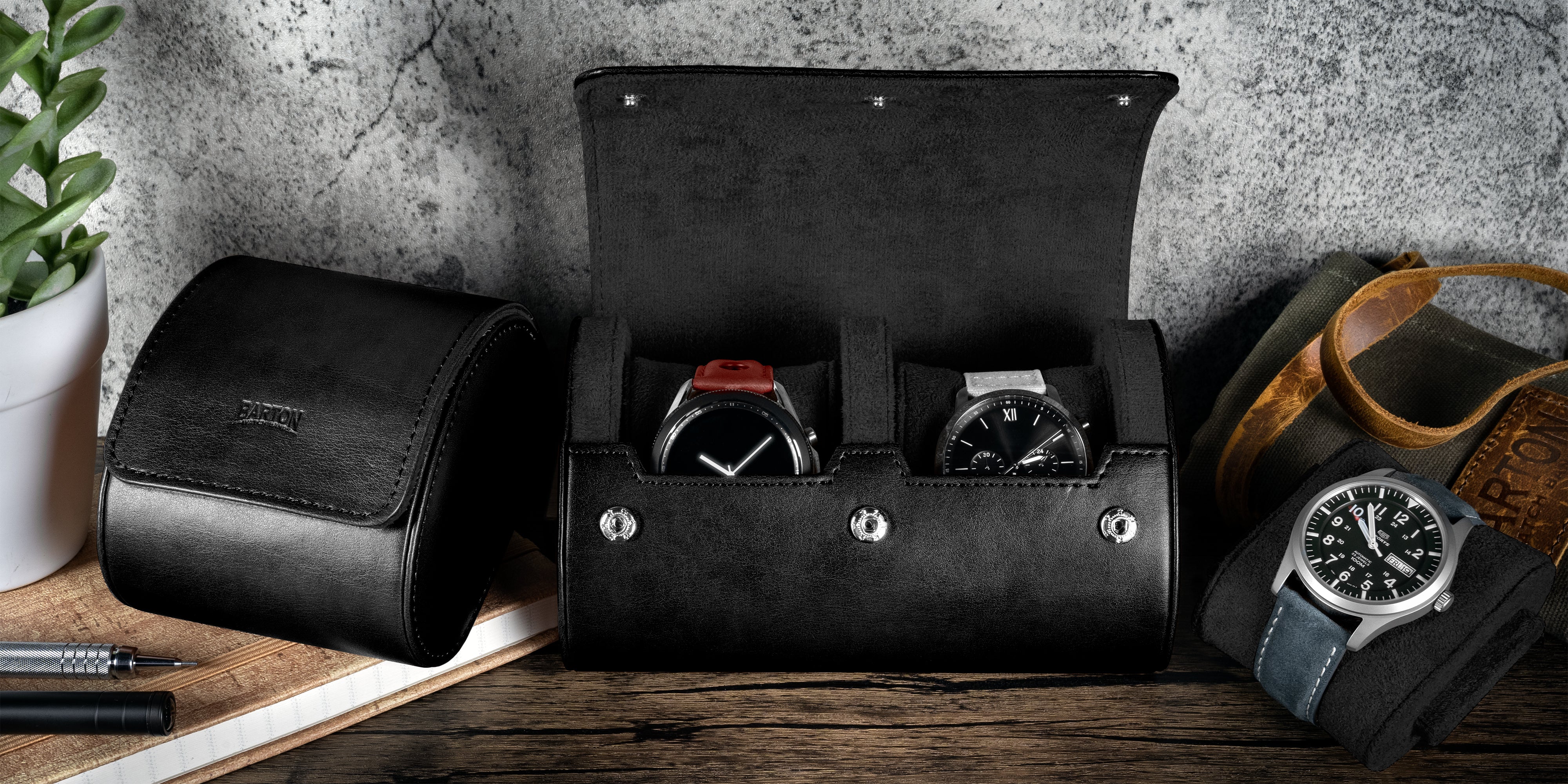 Recycled Leather Single Watch Roll - Image 4