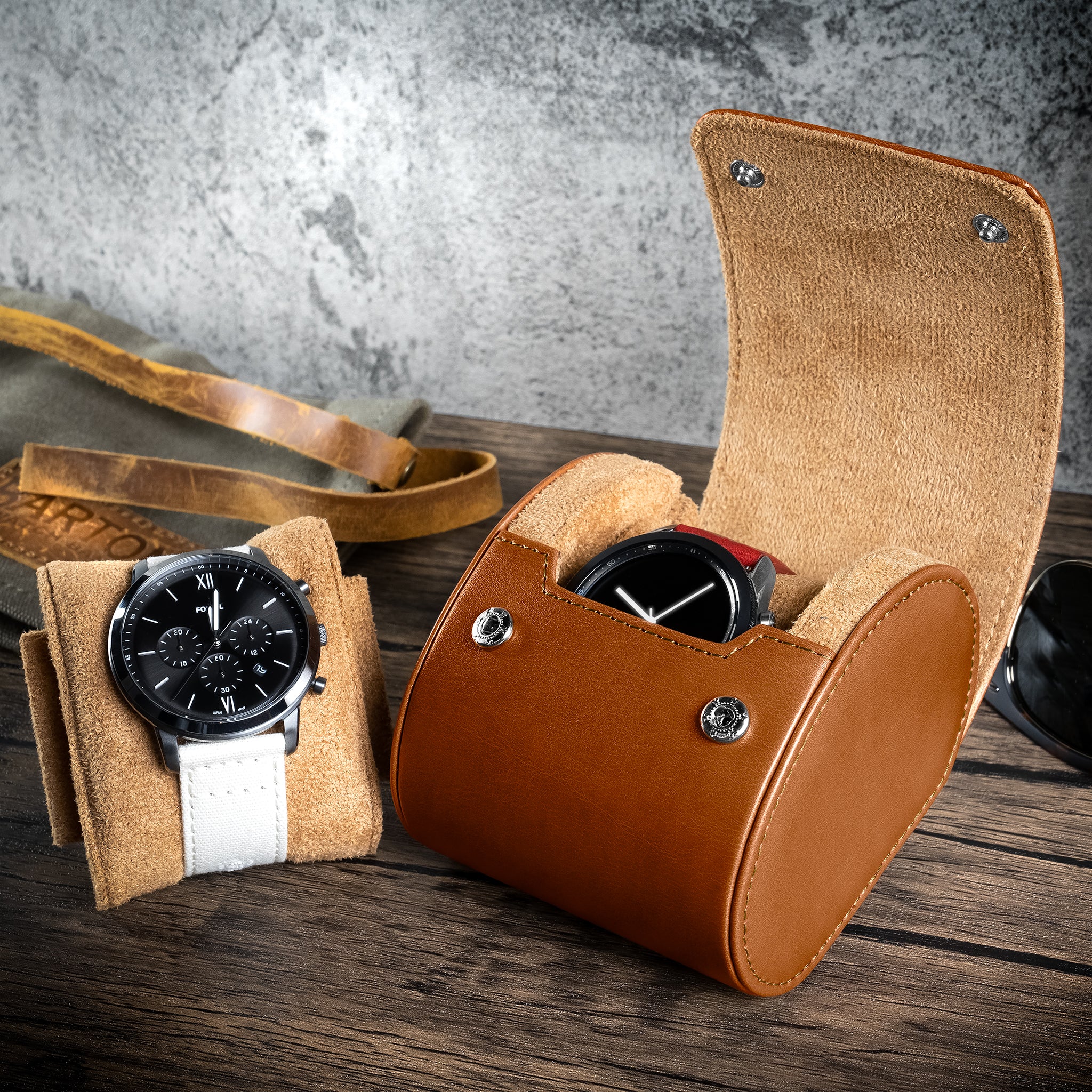 Recycled Leather Single Watch Roll - Image 9