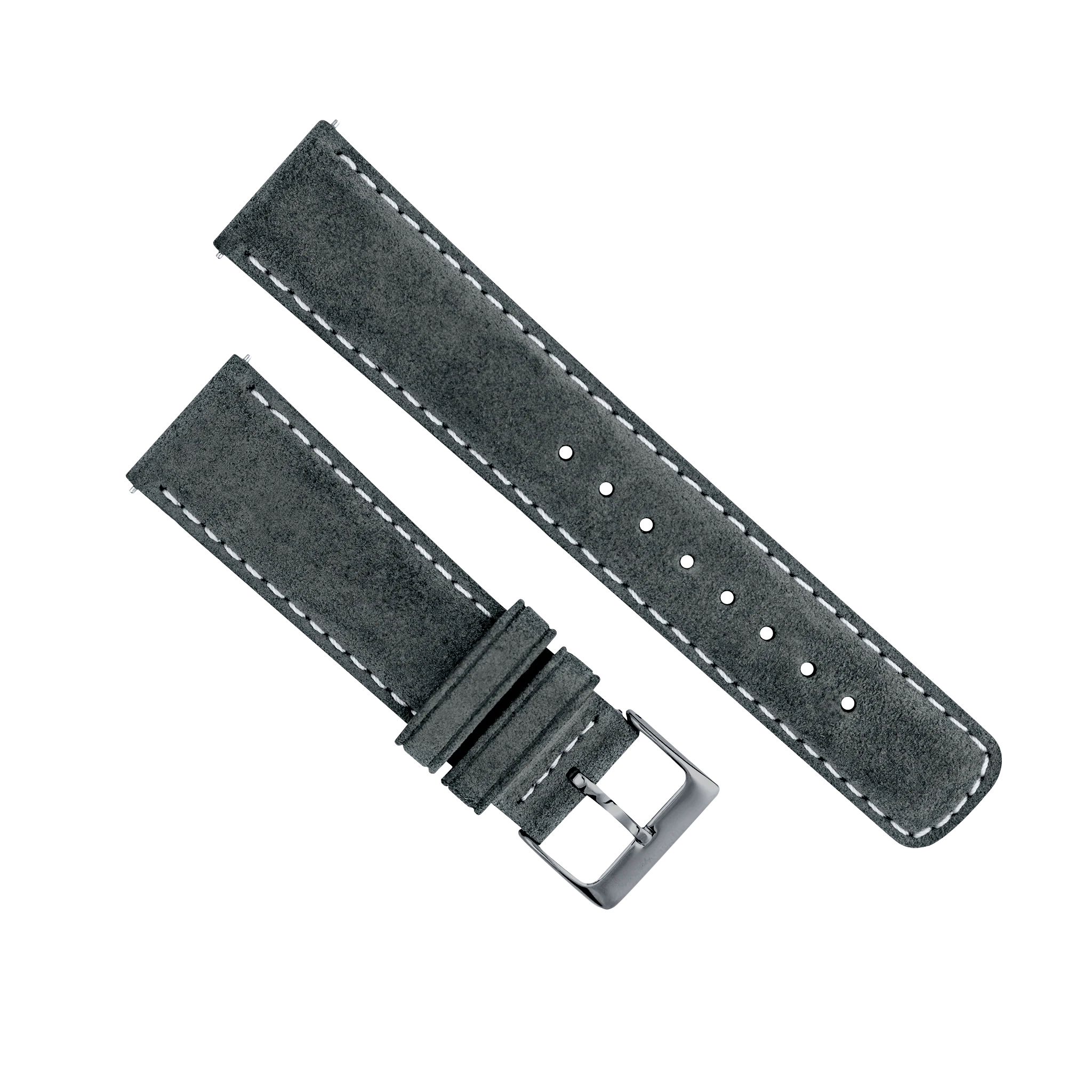 Slate Grey Italian Suede Beige Stitching Watch Band - Image 4