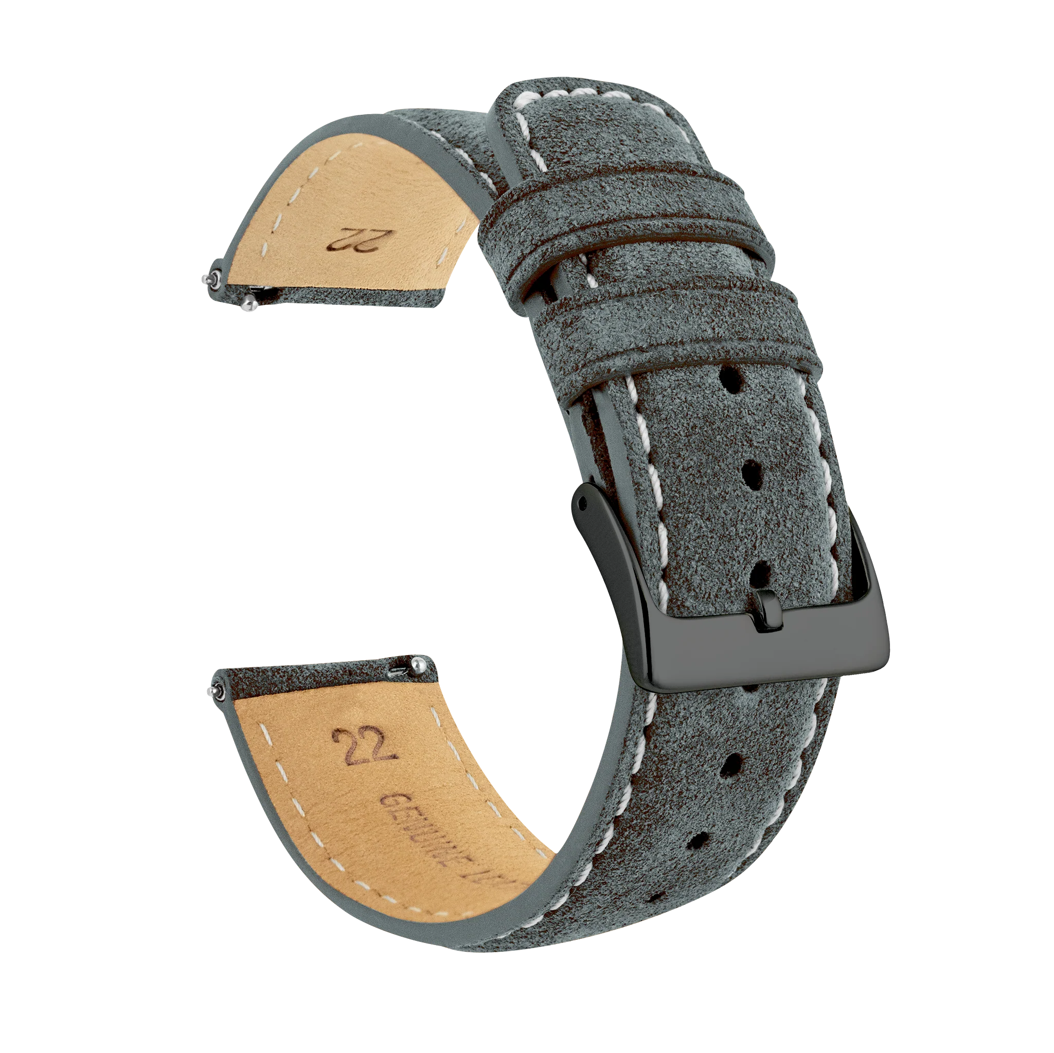 Slate Grey Italian Suede Beige Stitching Watch Band - Image 7