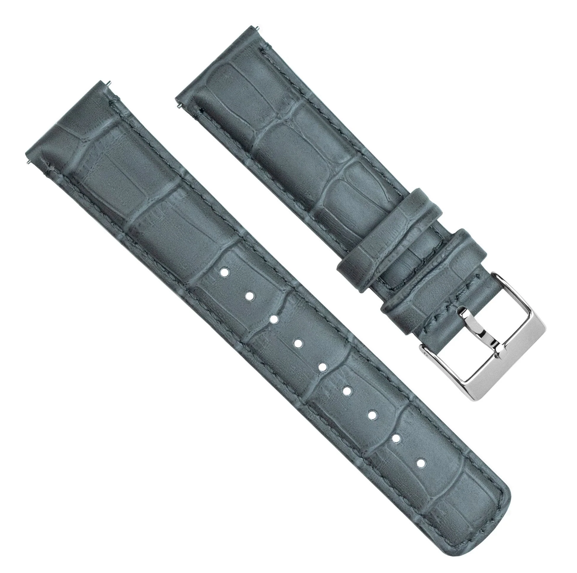 Smoke Grey Alligator Grain Leather Watch Band - Image 3
