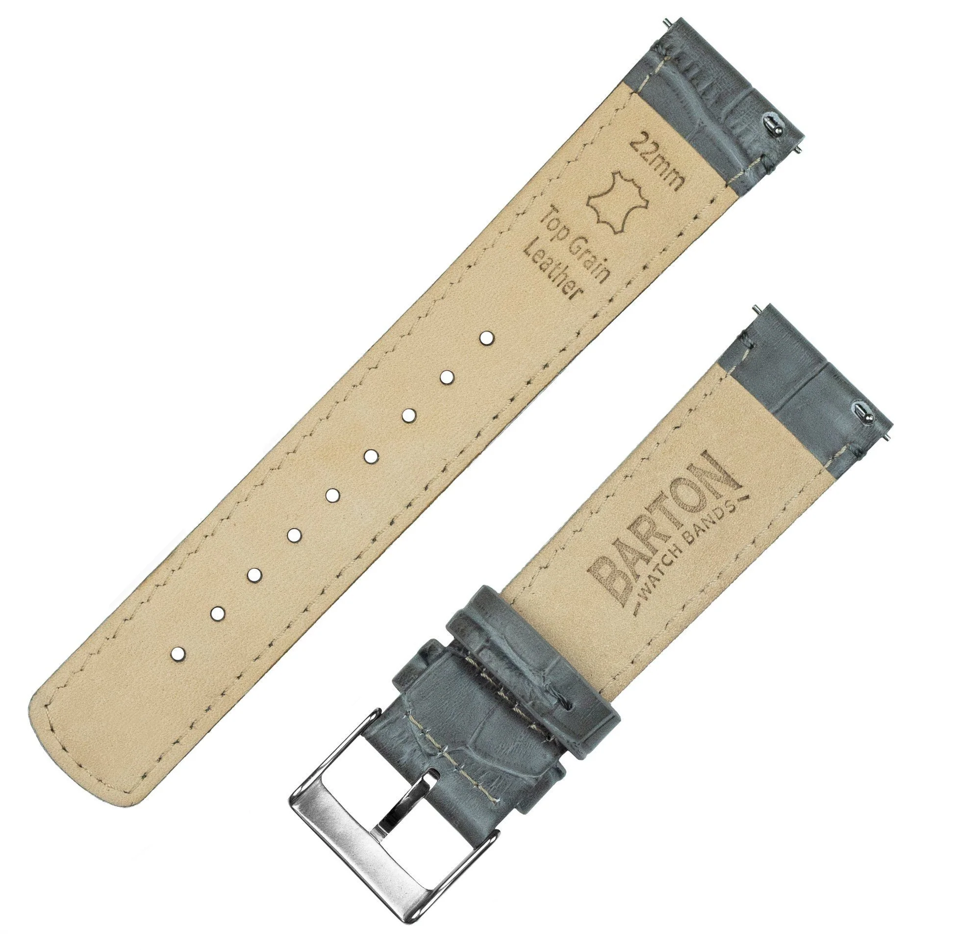 Smoke Grey Alligator Grain Leather Watch Band - Image 4