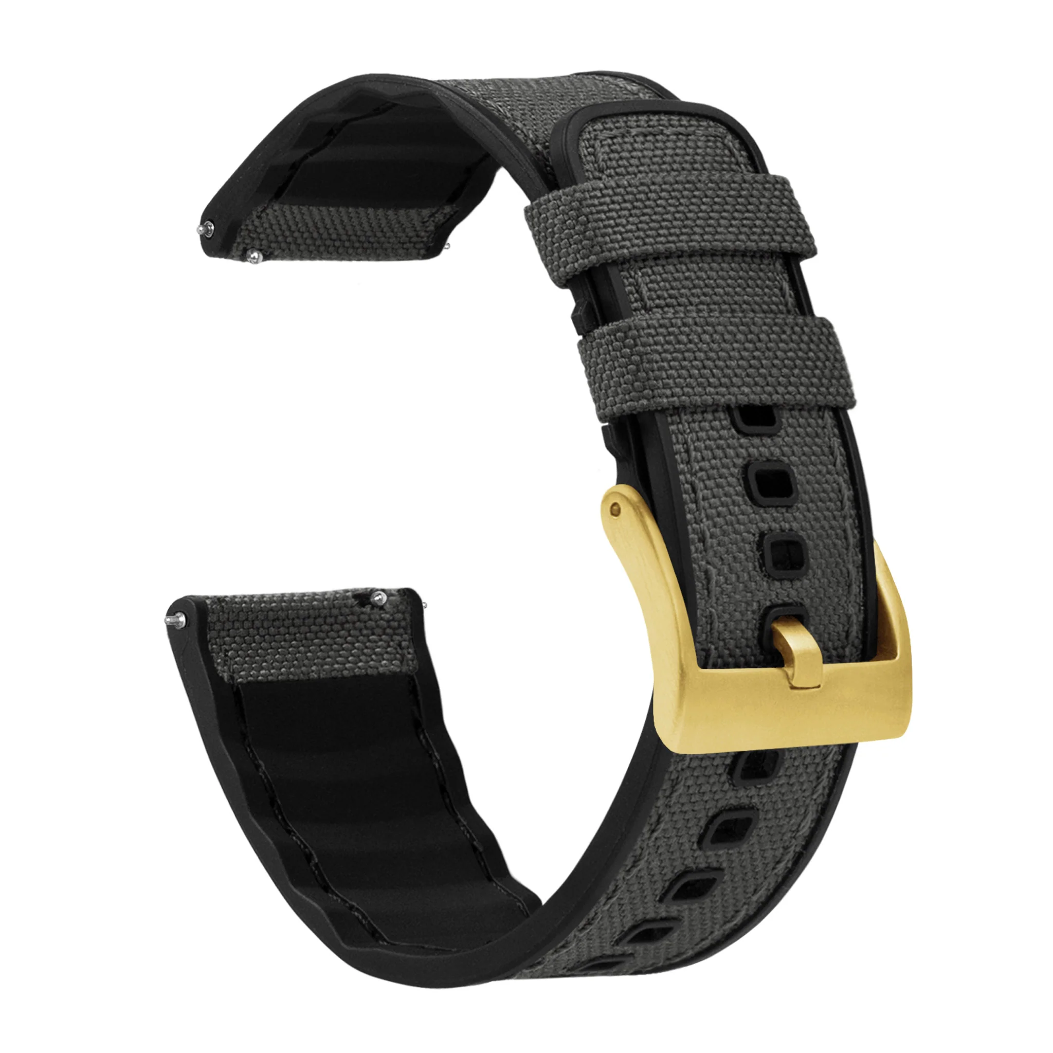 Smoke Grey Cordura Fabric And Silicone Hybrid Watch Band - Image 11