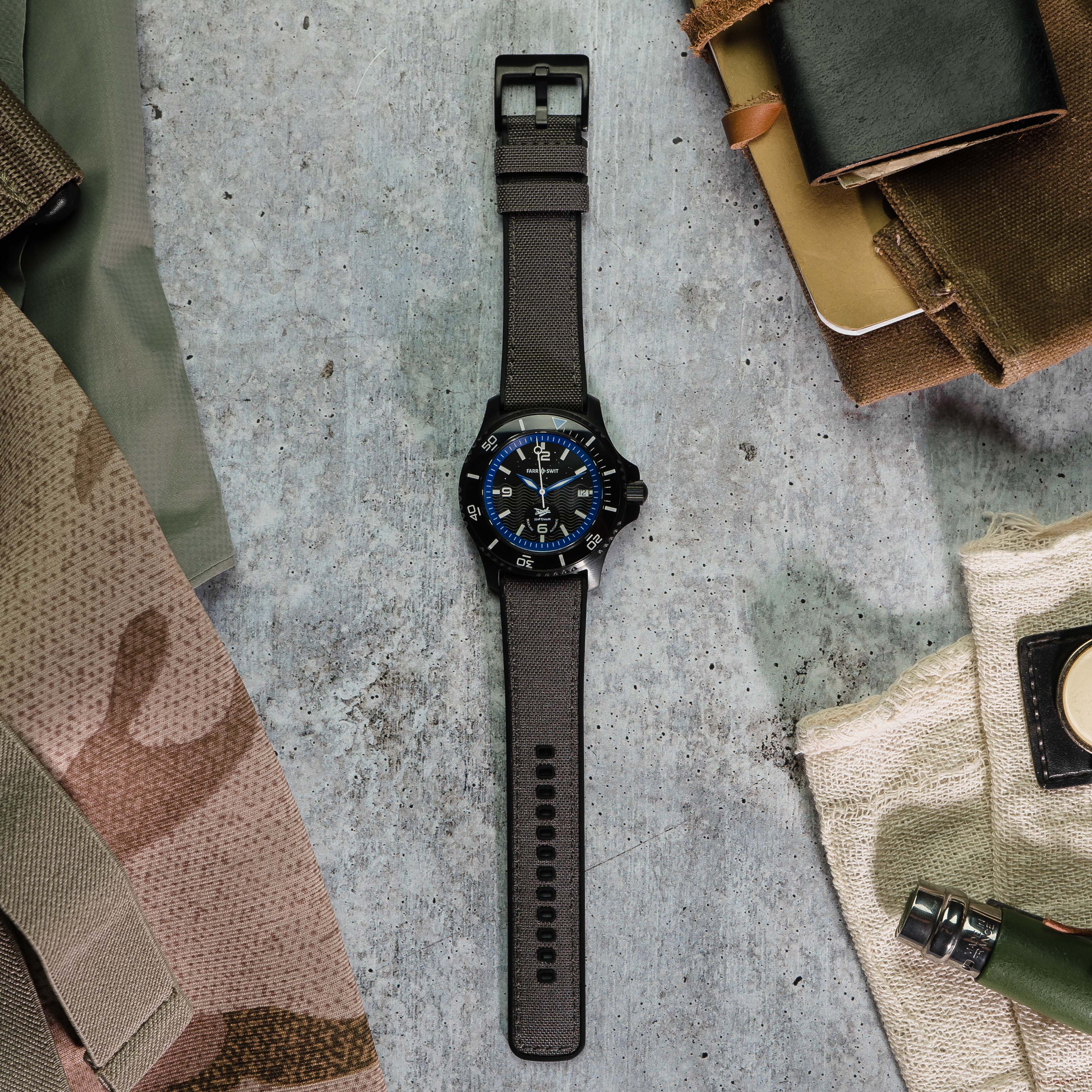 Smoke Grey Cordura Fabric And Silicone Hybrid Watch Band - Image 4